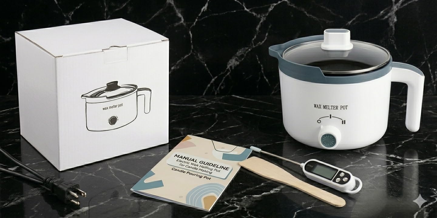 KQU Wax Melting Pot with Thermometer, Electric Wax Melter for Candle Making with Spout, Small Double Boiler Pot Set for Beginner Adults customer photo 2