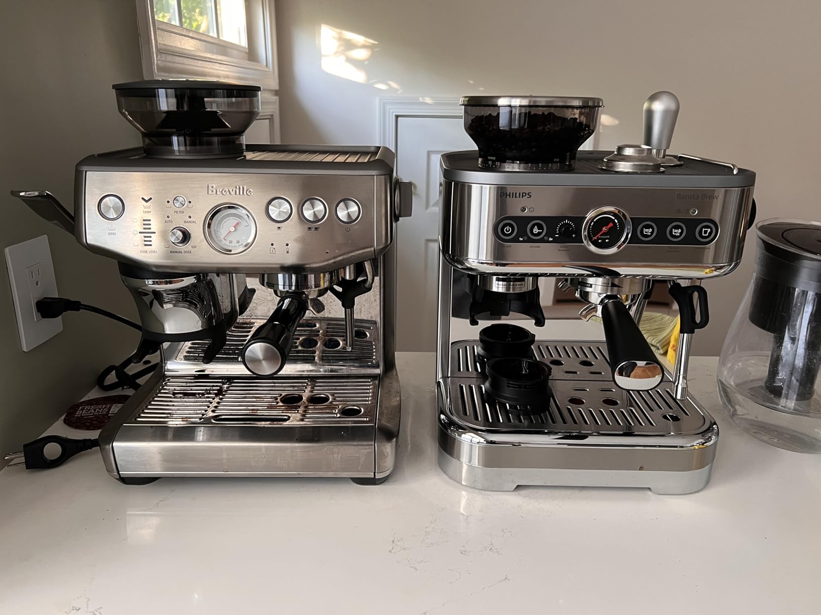 Philips Barista Brew Semi Automatic Espresso Machine - Single & Double Espresso, Americano, 250g Bean Container+Grinder+Milk Jug with temperature indicator, Calibrated Tamping, Metal Silver (PSA3218/01) customer photo 2