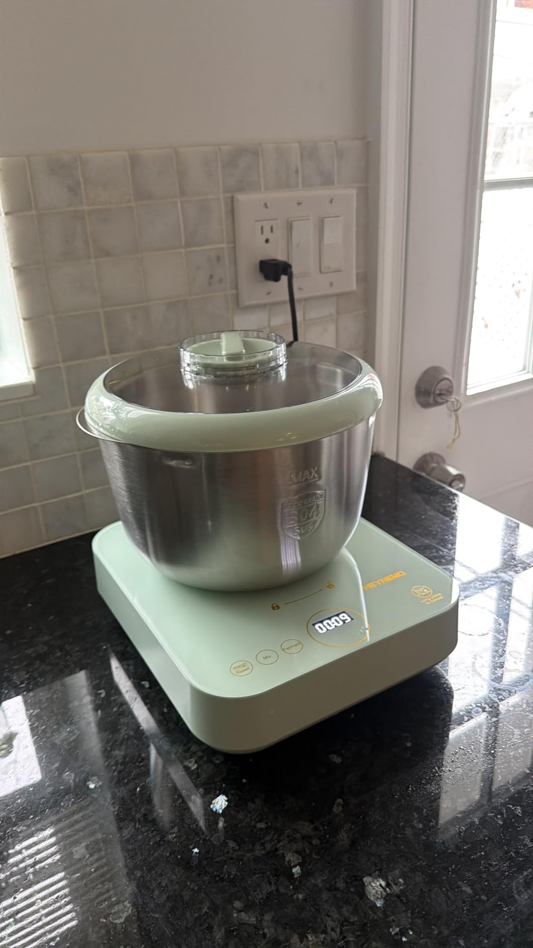 Electric Dough Maker with Ferment & Weighing Function, 5.2QT Dough Mixer with 304 Stainless Steel Bowl, Flour Kneading Machine for Pizza Bread Maker, Microcomputer Timing, Face-up Touch Panel customer photo 1