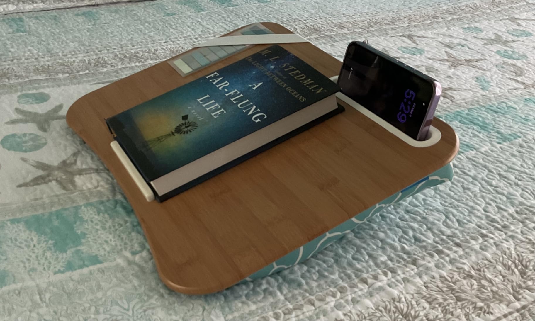 LAPGEAR Designer Lap Desk with Phone Holder and Device Ledge - Watercolor Leaves - Fits up to 15.6 Inch Laptops customer photo 1