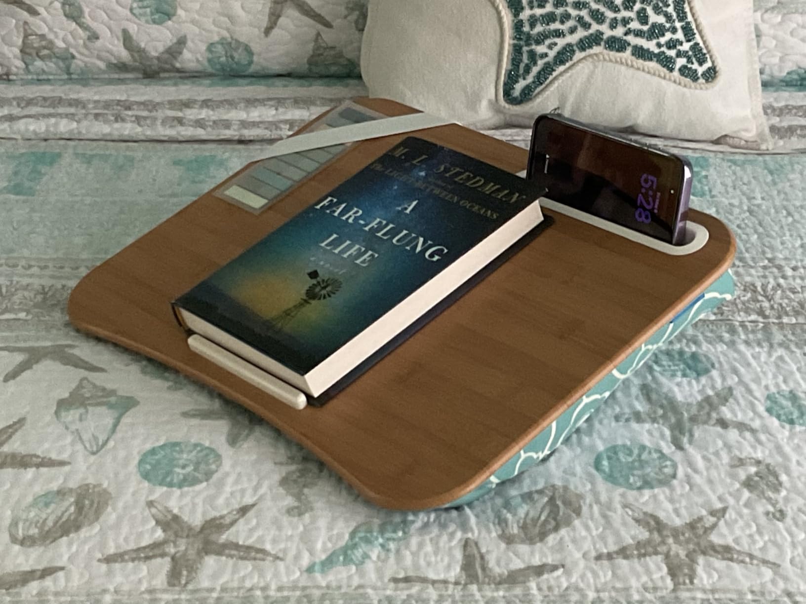 LAPGEAR Designer Lap Desk with Phone Holder and Device Ledge - Watercolor Leaves - Fits up to 15.6 Inch Laptops customer photo 2