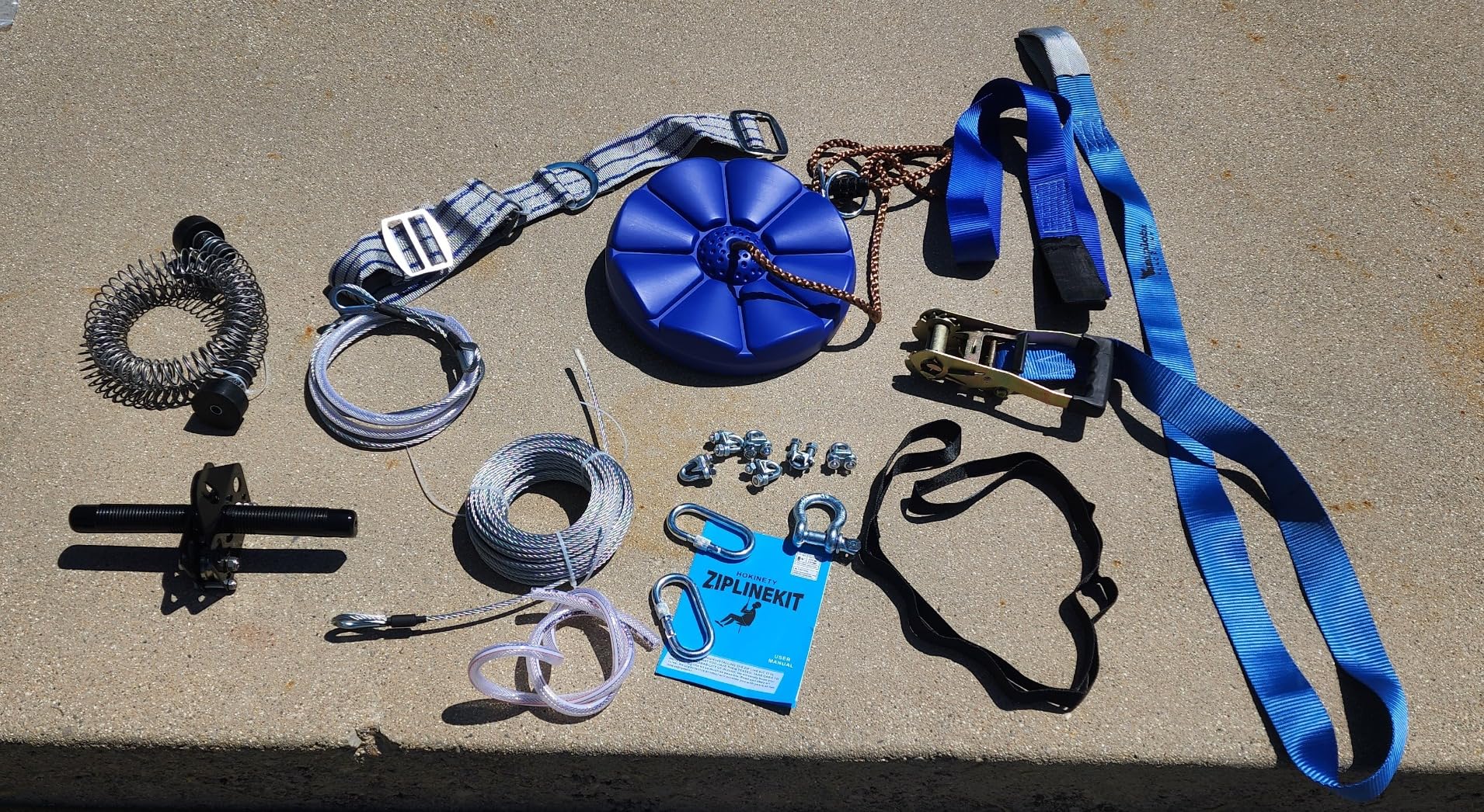 Zip Line Kit for Kids Adults: 100FT/120FT/150FT/200FT Up to 380Lbs - Quick Tighten Zipline for Backyard Outdoor with 100% Rust Proof Removable Trolley Seat Spring Brake customer photo 1