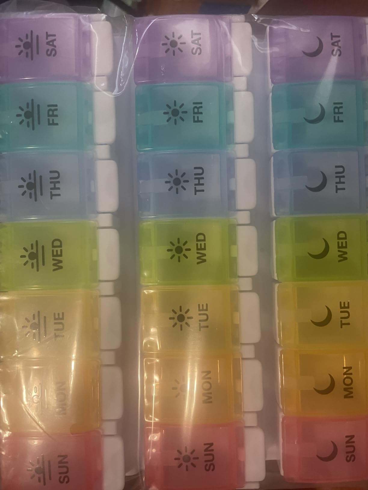 EZY DOSE Weekly (7-Day) Pill Case, Daily Medicine Planner, Vitamin Organizer Container, Large Push Button Compartments, Easy to Use, 3 Times a Day, Spring Open Design, Rainbow Lids, BPA Free customer photo 2
