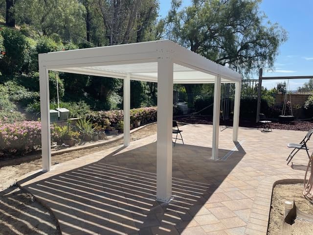 EROMMY 10x20 Louvered Pergola with Side Pull-Down Screen, Outdoor Aluminum Pergola with Thickened Frame and Adjustable Metal Rainproof Roof for Deck Patio Garden Yard, White customer photo 1