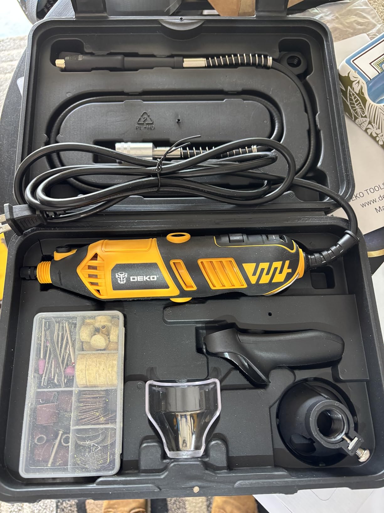 Rotary Tool Kit: DEKOPRO Power Hand Rotary Tools Mini for Wood/Metal, Electric Grinder Drill Machine Set with Flex Shaft for Carving, Cutting, Sanding, Grinding, Polishing, Engraving customer photo 1