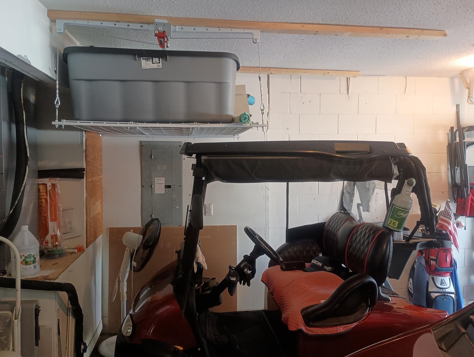 Overhead Garage Storage Lift, 4x4 Ft Ceiling Storage, Heavy-duty Ceiling Mounted Lift System, Ideal for Overhead Space, 250lbs Weight Capacity customer photo 1
