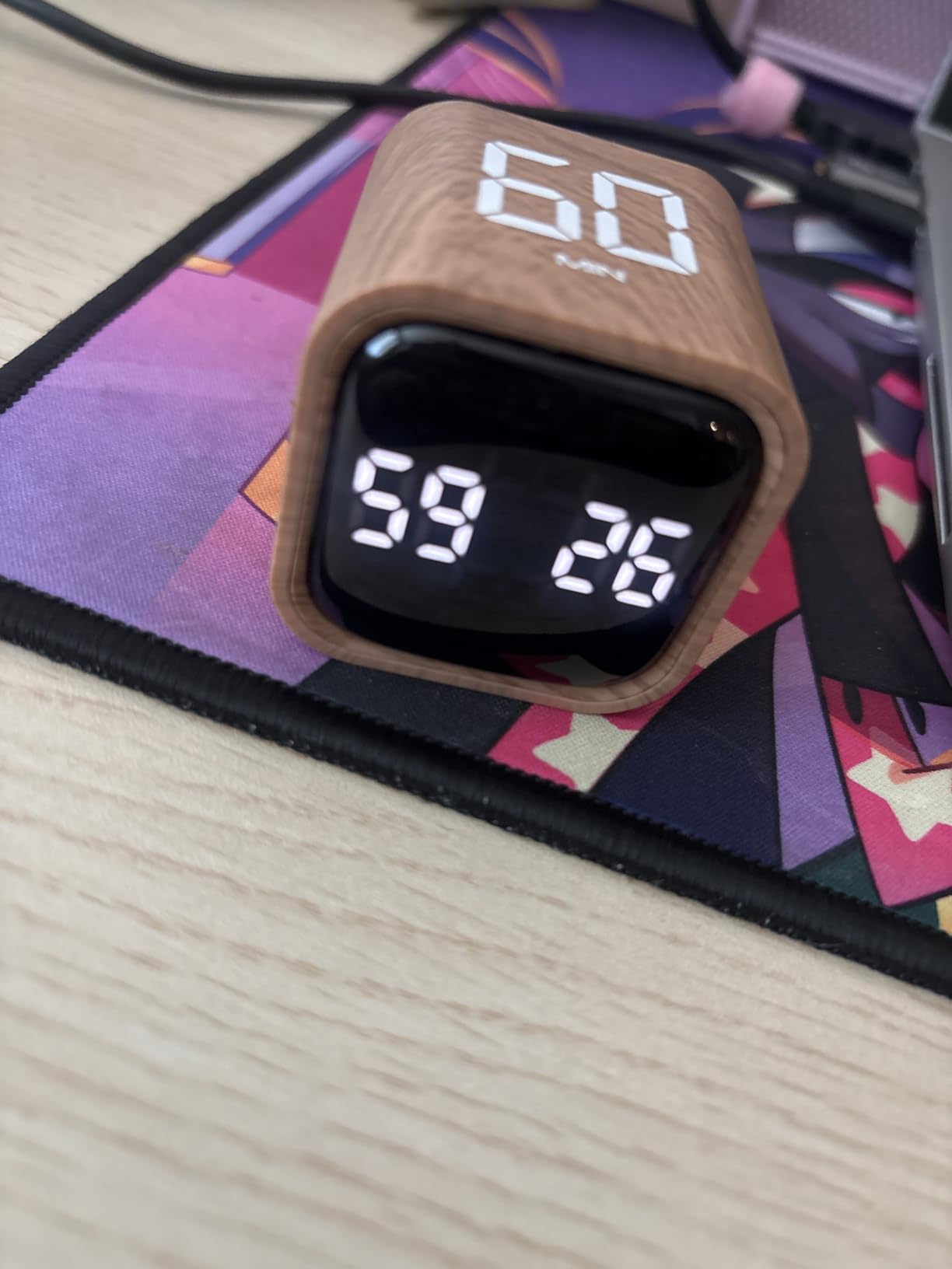 VEWINGL Cube Productivity Timer, 5/10/30/60 Min Presets + Custom Countdown, Silent/Vibrate/Sound Alarm, Pause & Resume, Desk Timer for Work, Study, Tasks, Kitchen customer photo 1