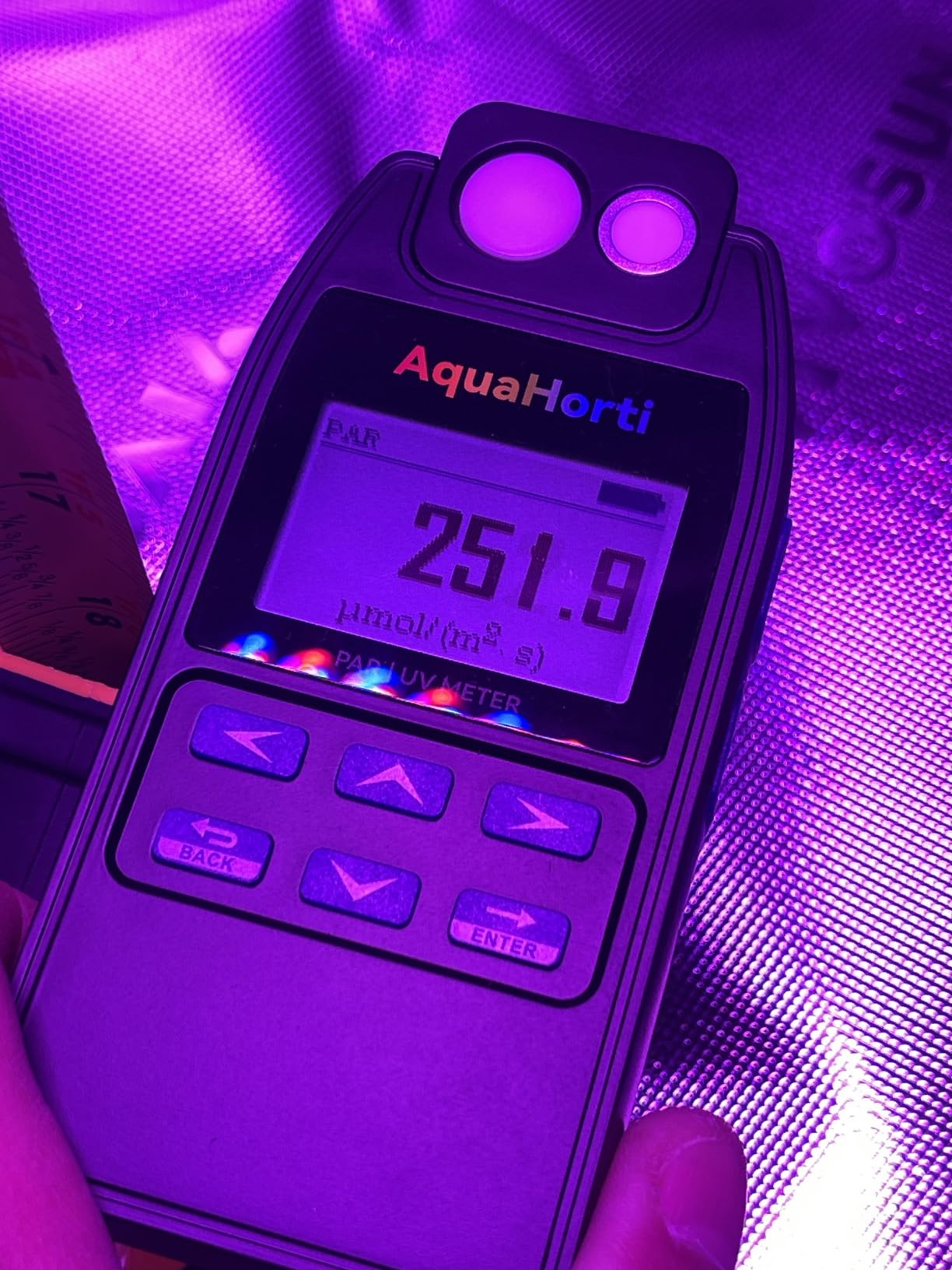 AH-Quantuv PAR Meter for Grow Lights, PPFD Meter 400-750nm with UVA Measurement 320-400nm, Shows PAR Breakdown of Blue Green Red customer photo 2