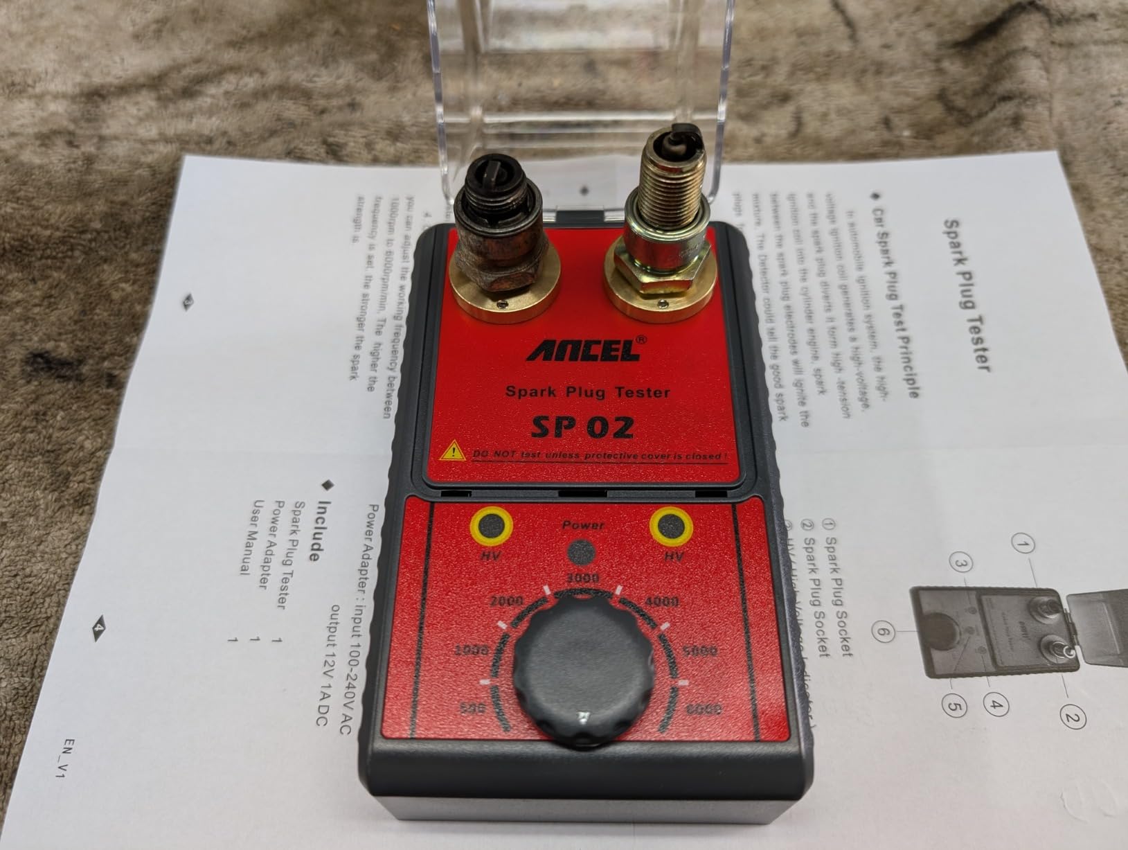 ANCEL SP02 Spark Plug Tester Automotive Engine Ignition Coil Tester Dual Holes 0 to 6000RPM Adjustable Working Frequency Car Spark Plug Gap Tool customer photo 2
