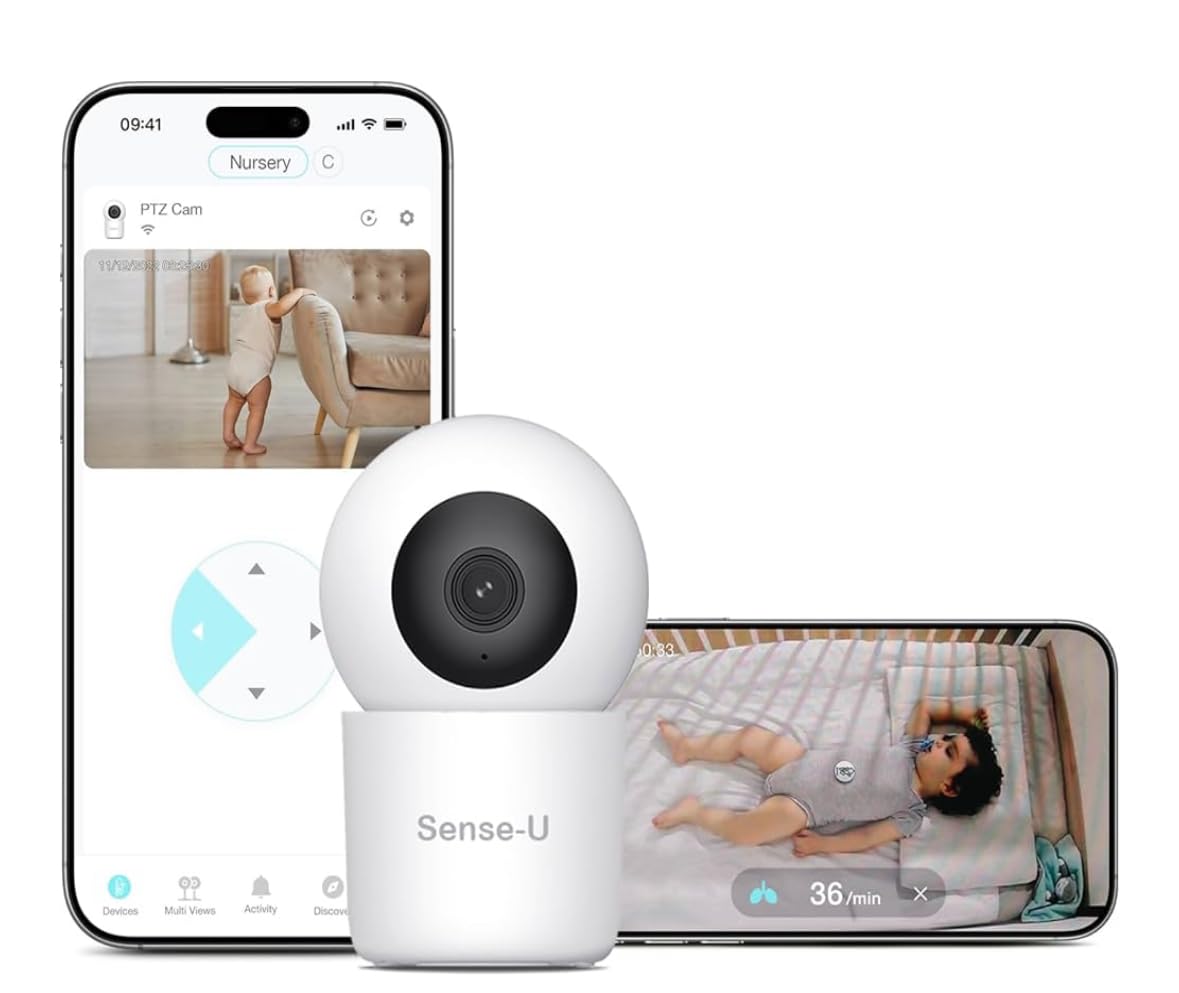 Sense-U AI 2.5K PTZ Baby Camera Monitor with Sensor-Free Sleep Breathing Movement Detection, Smart Security Indoor Video Camera with Background Audio, Cry Detection, No Monthly Fee, for Peace of Mind customer photo 2