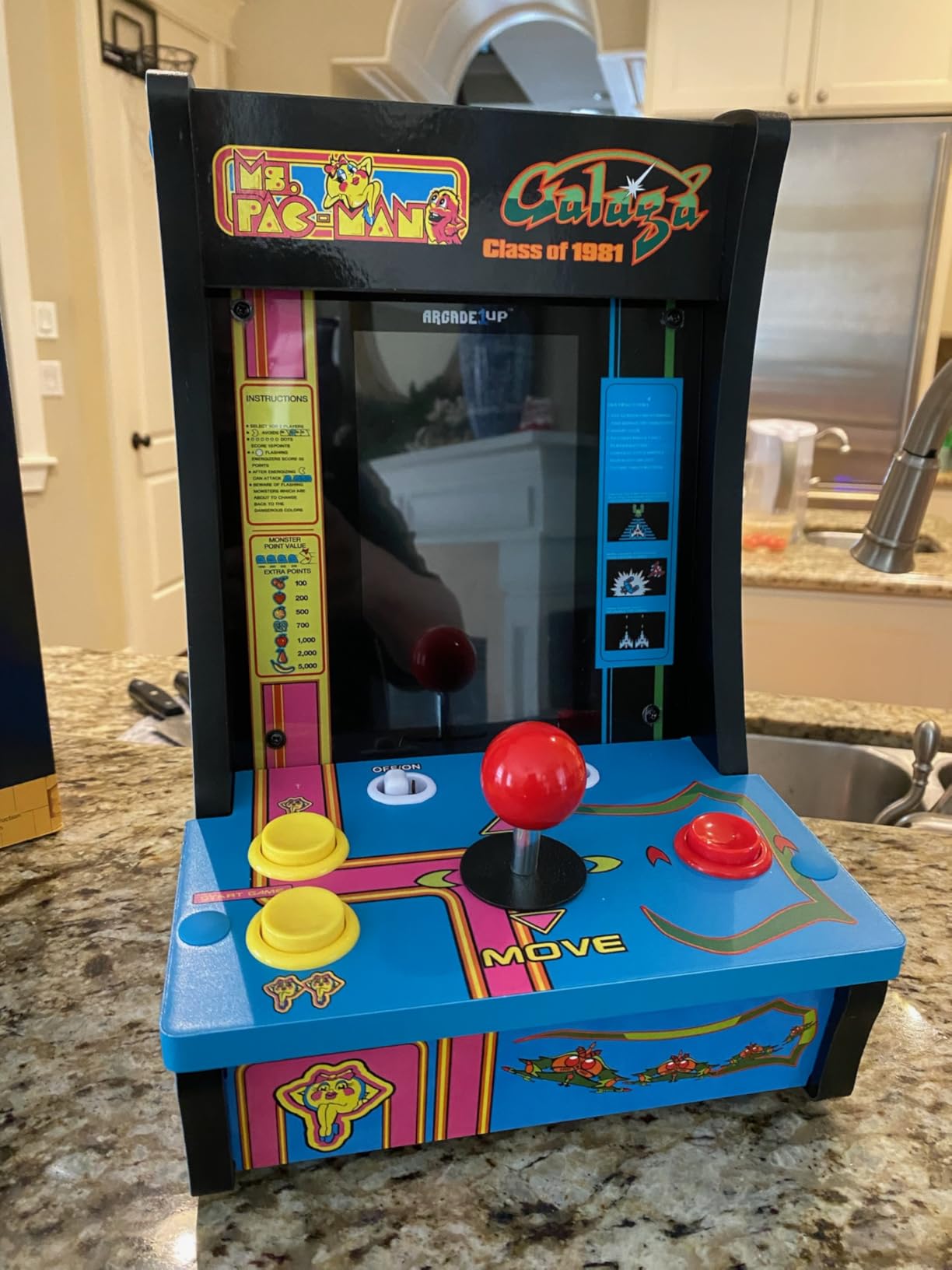 Arcade1Up Class of '81 Ms. PAC-Man/Galaga Countercade - 3 Classic Games, 7-inch Screen, Table-top Video Game for Game Room customer photo 1