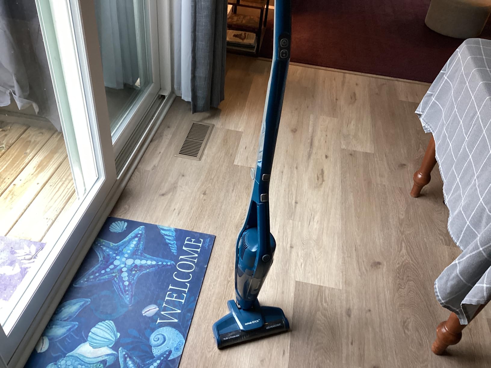 Vacmaster Portable 10.8V 2-in-1 Cordless Stick Lightweight Vacuum Cleaner with 2-Speed Power Control and LED Headlight for Hardwood Floor, Carpet & Pet Hair, Blue customer photo 2