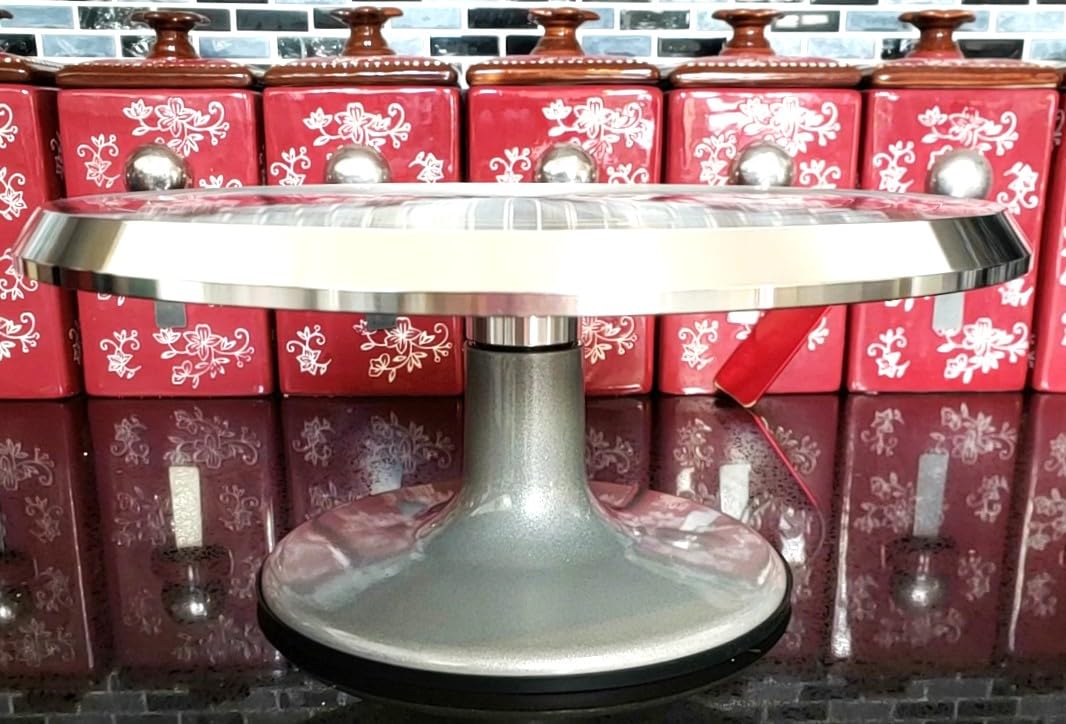 O'Creme Cake Turntable Stand, 12 inch - Heavy-Duty Aluminum Alloy Rotating Turn Table Display Lazy Susan for Decorating Cakes & Cupcakes with Non-Slip Base- Ideal for Weddings, Birthdays customer photo 2