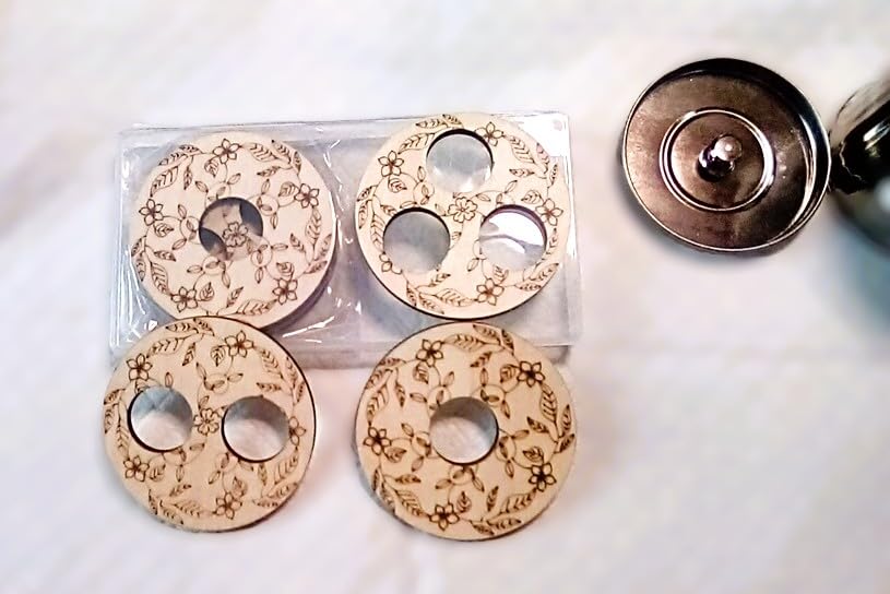 BENECREAT 6 Pcs 3 Styles Wooden Wick Centering Tool, 2.95 Inch Engraved Patterned Wick Holder, 1-Hole 2-Hole 3-Hole Candle Wick Stabilizer for Candle Making DIY customer photo 1