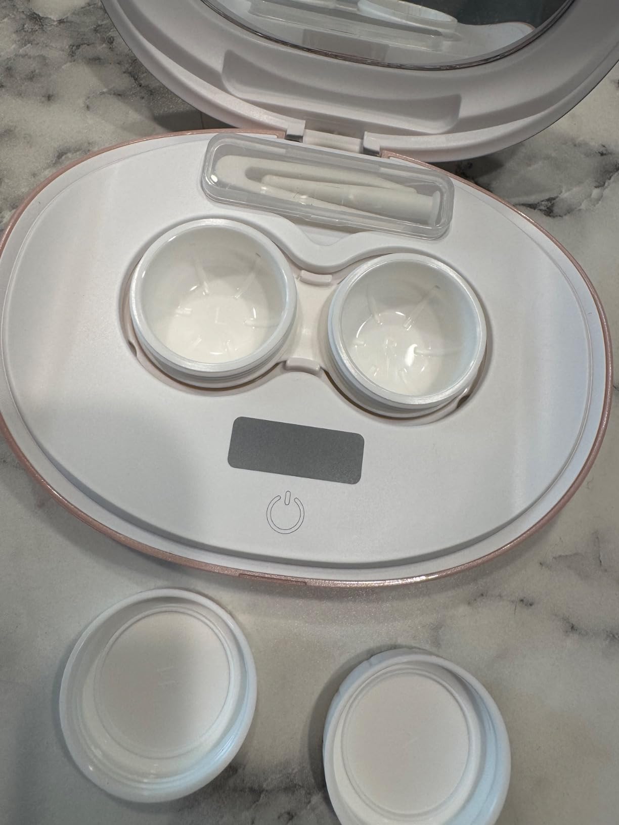 ofone Contact Lens Cleaner, Ultrasonic Contact Lens Cleaning Machine with USB Charger, Timer Display and 5 Contact Solution Cases Kit Replacement for Soft Hard Colored RGP Lenses (White) customer photo 1