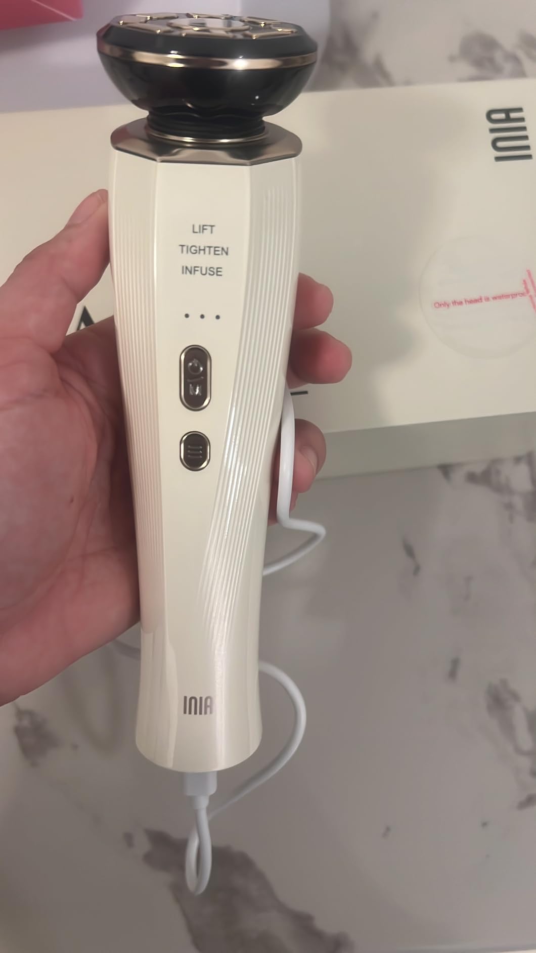 INIA 3-in-1 Skin Tightening Device True Beauty Glow Facial Massager Red Light Therapy for Face and Neck customer photo 1