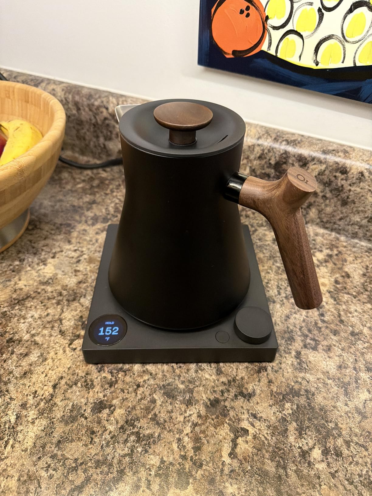 Fellow Corvo EKG Pro Electric Tea Kettle - Quick Heating, Precise Temperature Control Electric Kettle, Scheduling, Built-in Brew Timer for Boiling Water - Hazy Blue with Maple Handle - 0.9 Liter customer photo 1