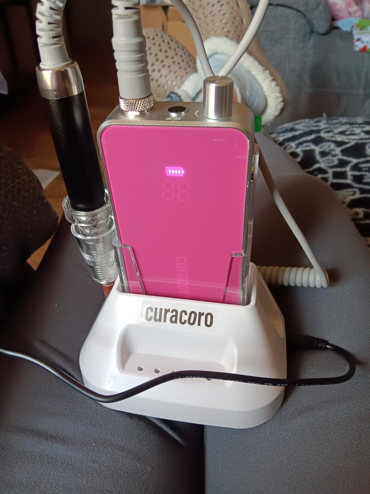 Curacoro Nail Drill Professional - 35000RPM Electric Nail File with 80W Brushless Motor, High Torque, Low Noise & Vibration, Portable Efile for Acrylic Gel Removal, Salon & Home Use (Fuchsia) customer photo 2