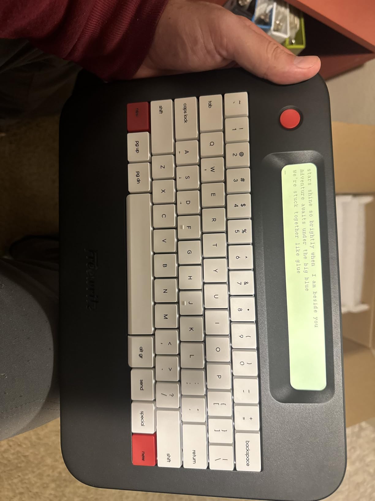 Freewrite Alpha | Distraction-Free Word Processor | Portable Digital Typewriter with Backlit LCD Display, Long Battery Life & Wi-Fi Backup for Writers | E-Typewriter w/Full-Size Mechanical Keyboard customer photo 2