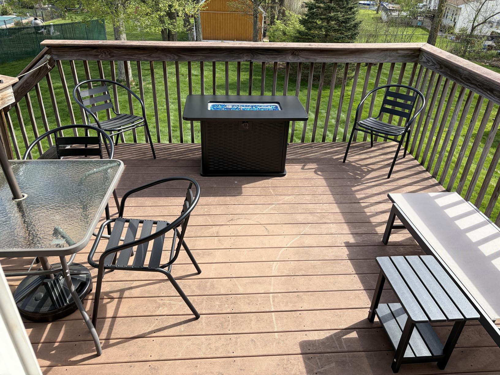 Ciays 43-Inch Rectangular Propane Fire Pit with 60,000 BTU Output, Fire Pit Table Premium Gas for Outside Patio with 304 Stainless Steel H-Burner, Glass Stones, and Wind Guard, Black customer photo 2