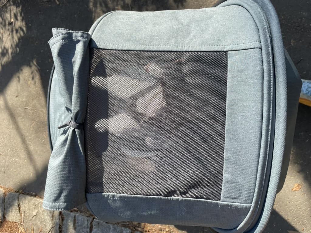 Minu V3 Travel Stroller | Lightweight + Compact Design | One-Hand Fold + Unfold | from Birth + Overhead Compatible | Dillan (Stone Blue/Carbon Frame/Sand Leather) customer photo 2