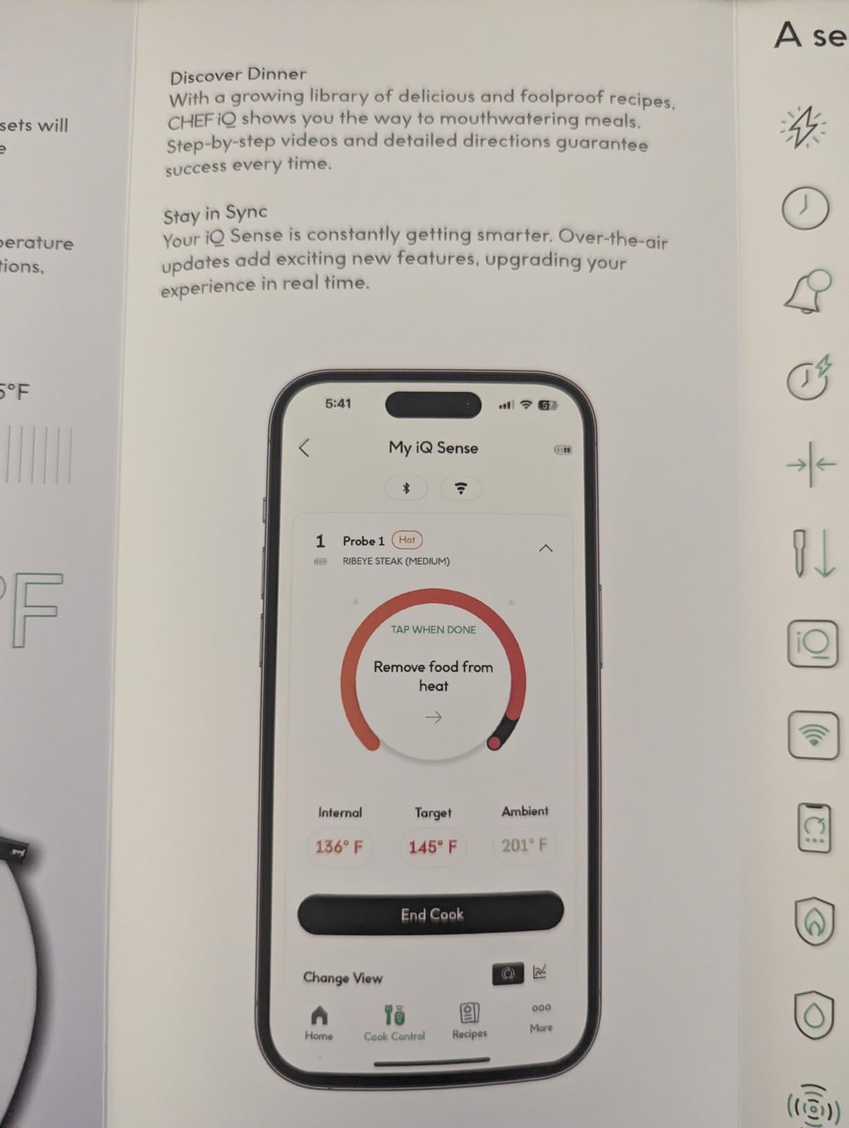 CHEF iQ Sense | Smart Wireless Meat Thermometer | 4 Ultra-Thin Probes | WiFi Unlimited Range | 1000°F Heat Safe | 5 Sensors | BBQ, Grill, Oven, Smoker, Air Fryer | Gen3 customer photo 2