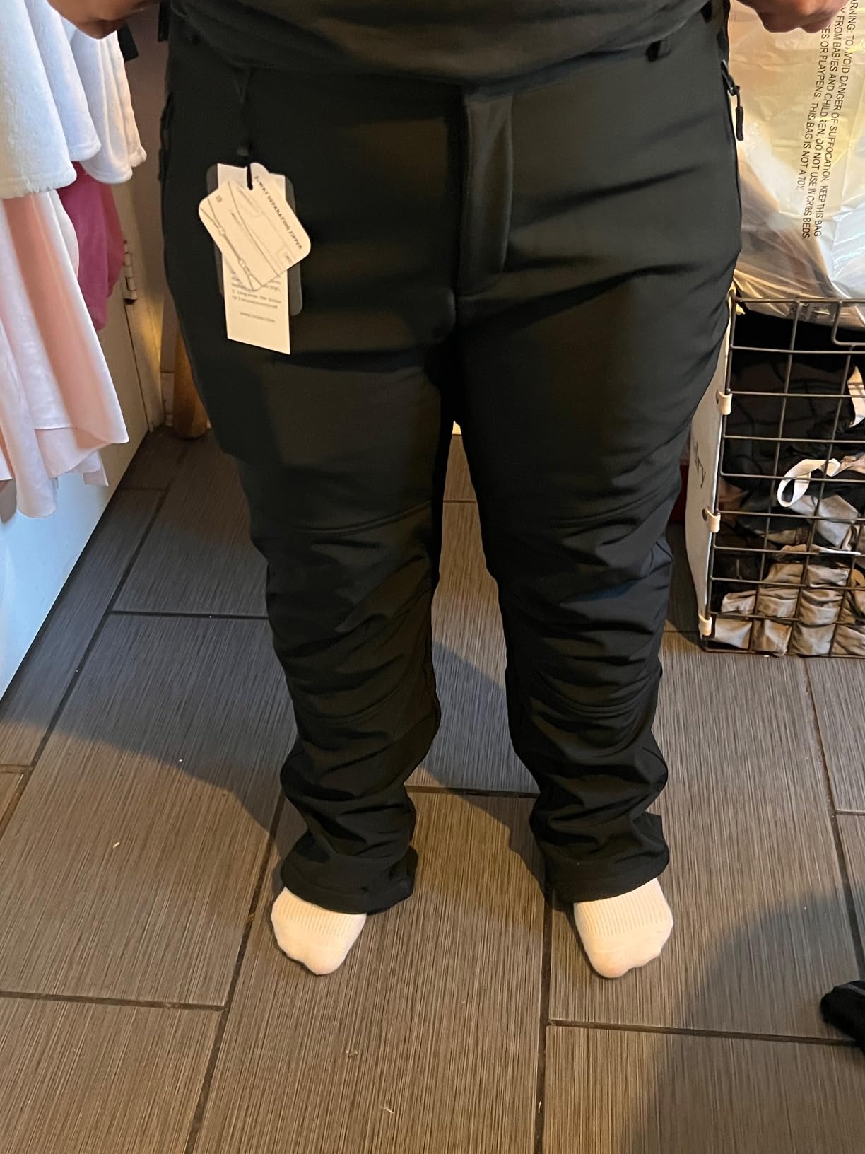 DEWBU Heated Pants for Women with 12V Battery Pack Fleece Lined Outdoor Softshell Pants Electric Heating Trousers customer photo 1