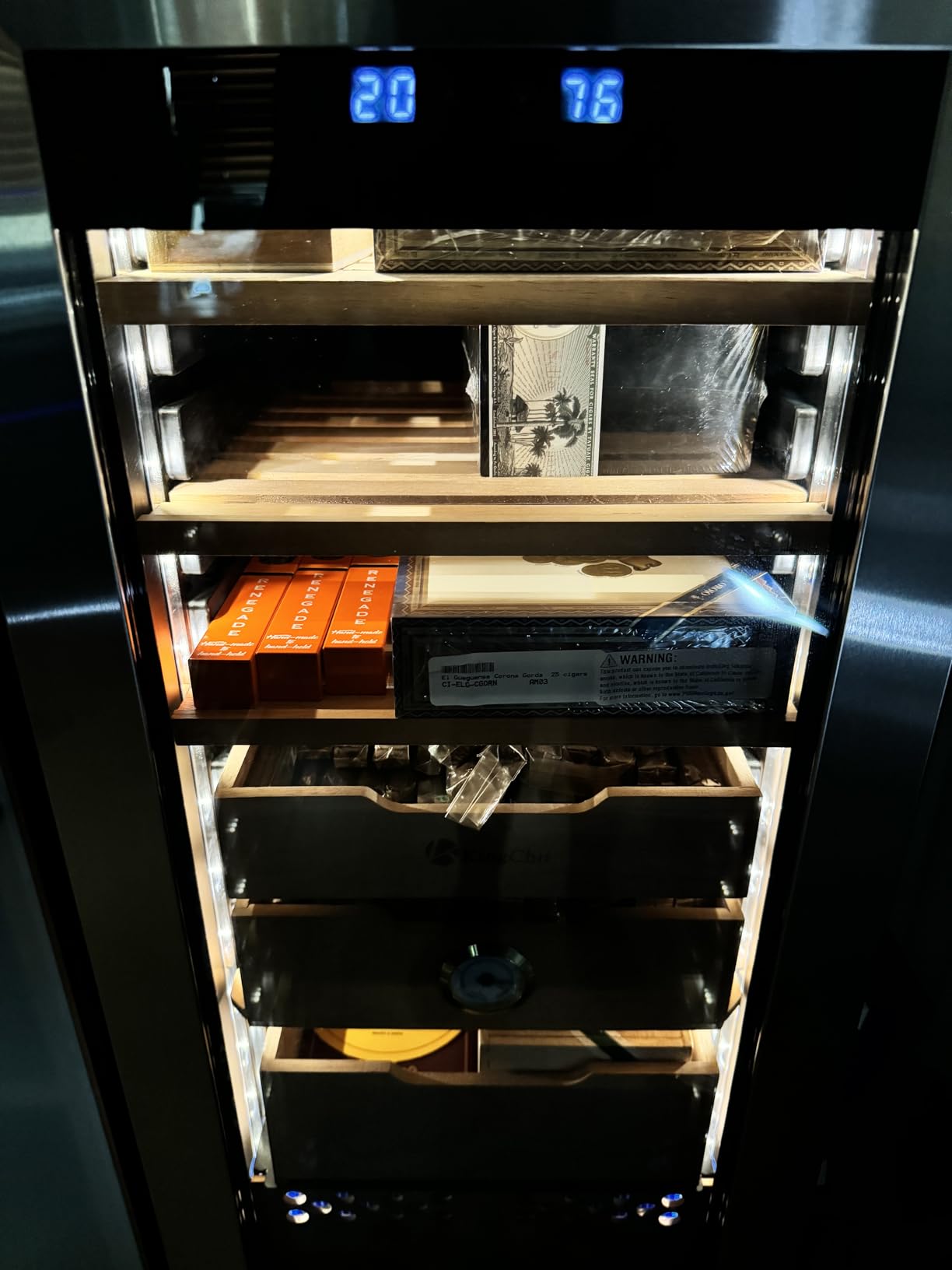 KingChii Upgrade 60L Electric Cigar Humidor, Compressor Temperature (64-72℉) & Humidity (60%-84%) Control, with Spanish Cedar Wood Shelves & Drawer, Gifts for Men (550 Cigars) customer photo 2