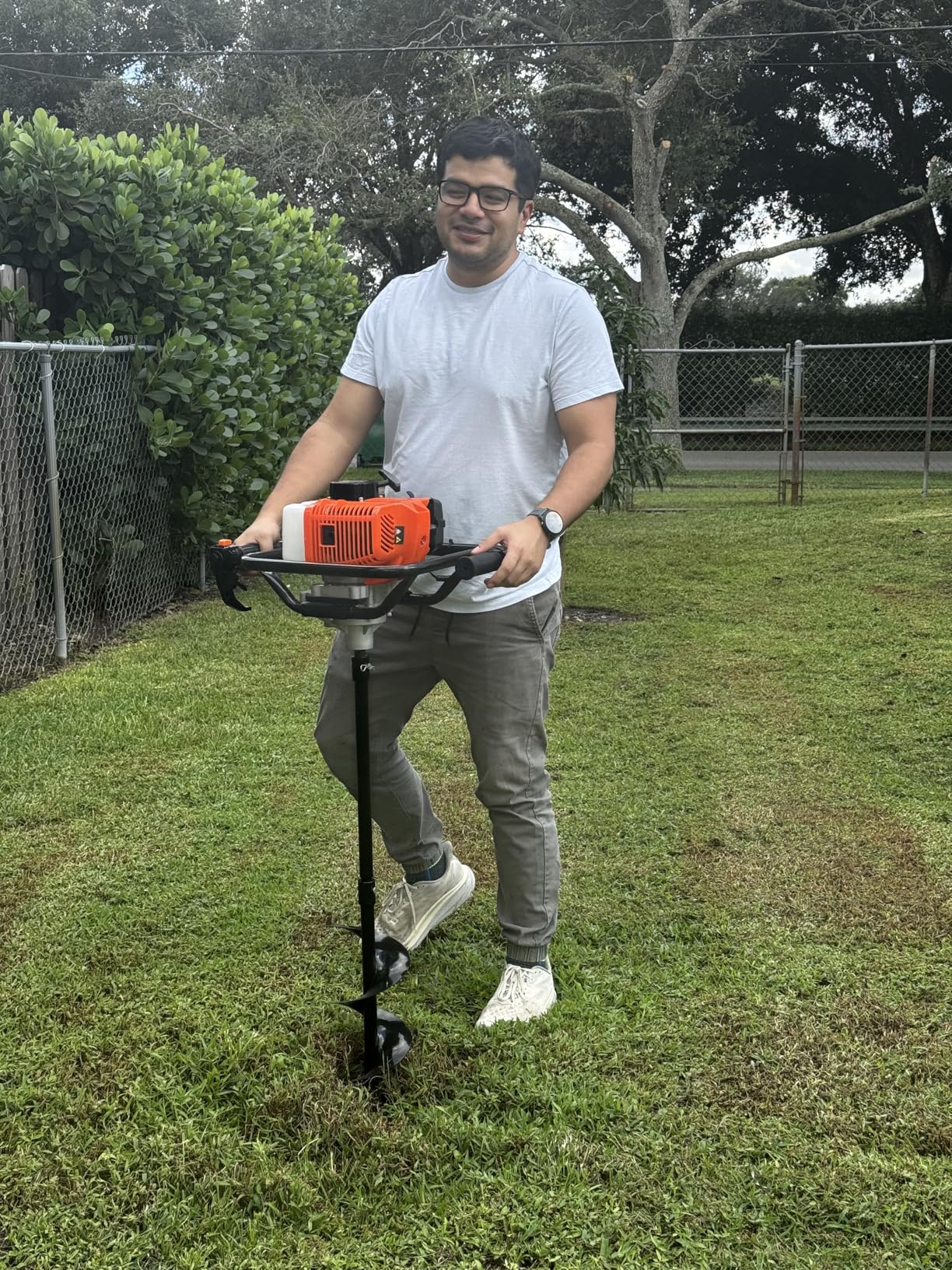 Baotree Post Hole Digger, 62cc Auger Post Hole Digger, Gas Powered Earth Digger with 2 Auger Drill Bits(6