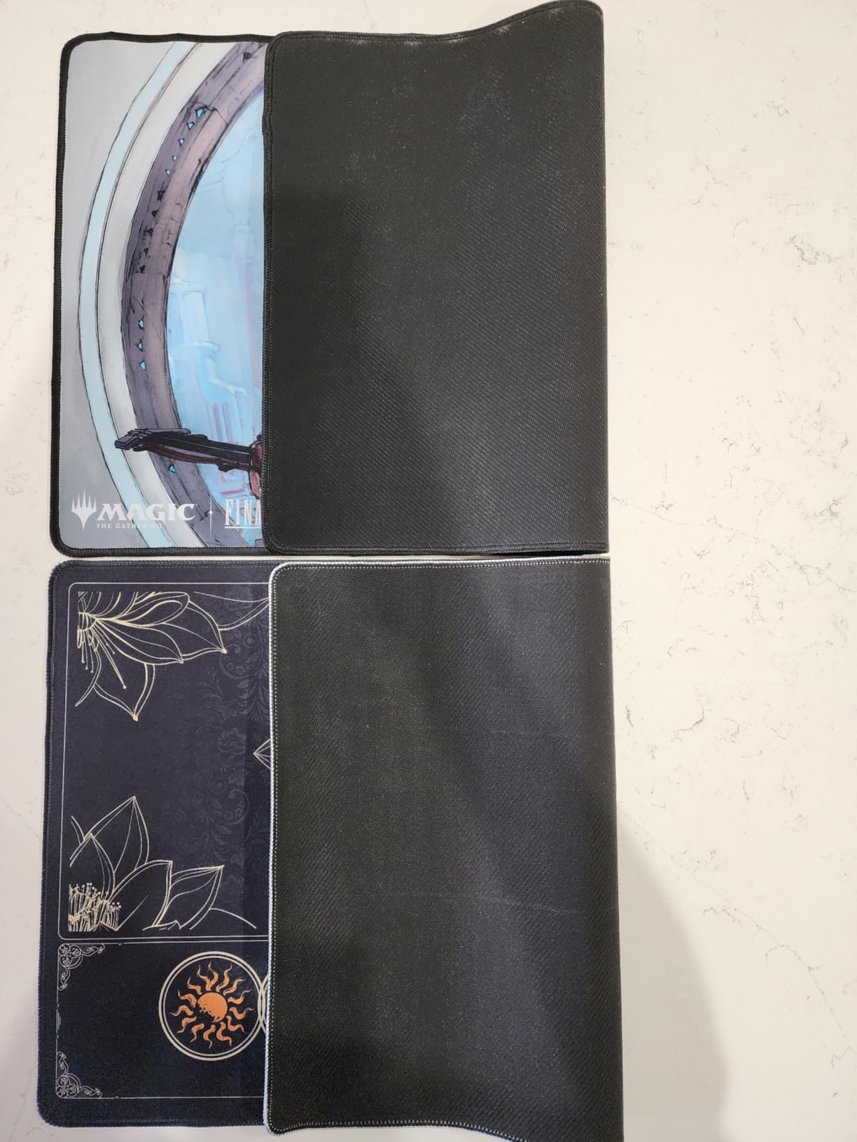 MTG Playmat with Play Zones - Magic Play mat Card Game Mat for Magic The Gathering, Lotus & Basic Lands Design, 24x14 inch, Stitched Edge, Non-Slip Base with Prismatic Playmat Tube-Colorful Lands customer photo 2