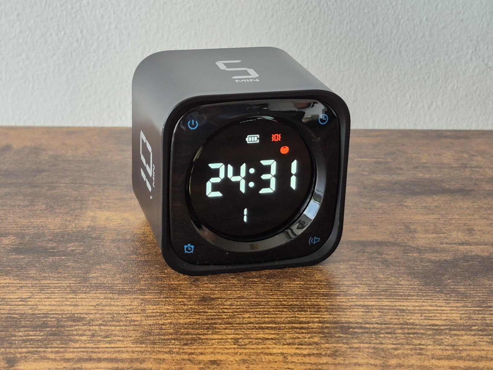 TK3 Pomodoro Timer Cube, Desk Productivity Timer with 5/10/30/60 Min Presets, Custom Countdown, Stopwatch, Clock, 3 Alarm, Silent, Vibrate & Sound Alert, for Task, ADHD, Study, Kitchen, Black customer photo 2