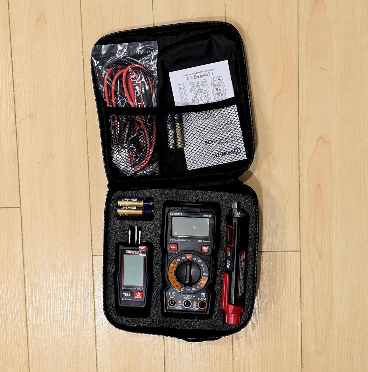 KAIWEETS Electrical Test Kit KIT01, Digital Multimeter, Smart Non-Contact Voltage Tester and GFCI Outlet Tester with LCD, Complete Set with Carrying Case and Batteries customer photo 2
