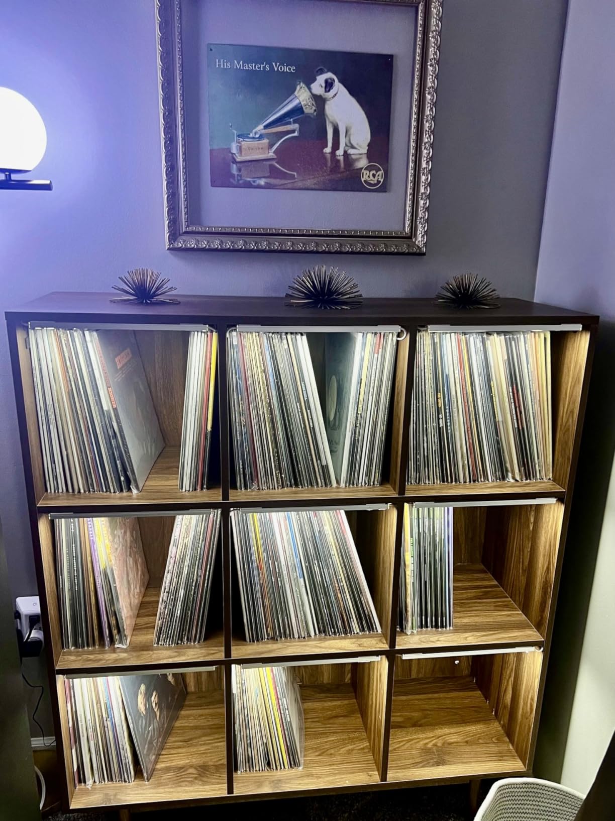 Crosley Furniture Liam Vinyl Record Storage 4 Cube Media Stand for Turntables, Mid-Century Modern Bookshelf, Walnut customer photo 2