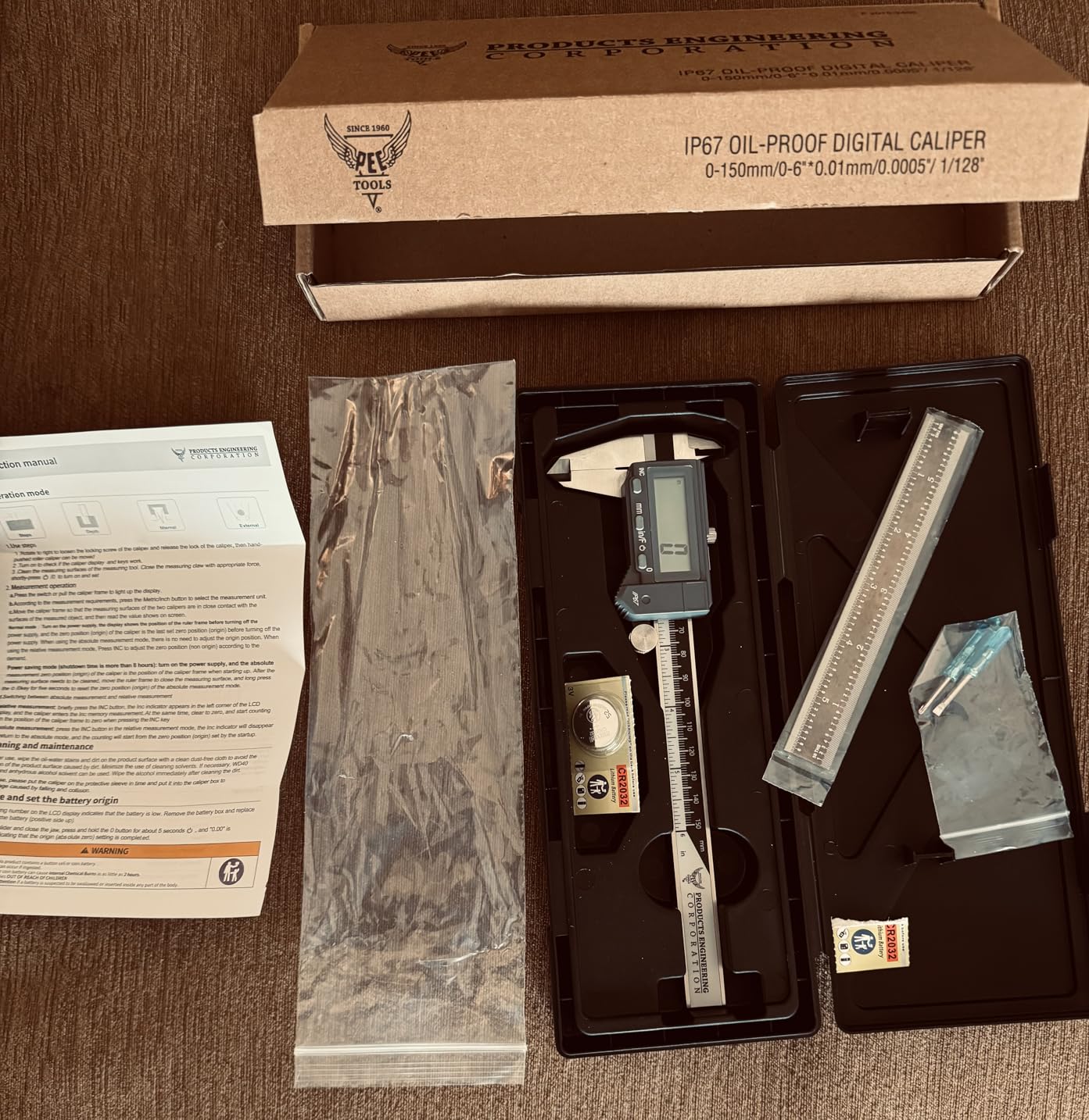 PEC Tools 6 Inch/150mm High Precision Absolute Digital Caliper & Made in US 6 Inch 16R Rule, IP67 Waterproof & Oil-Resistant, Inch/MM/Fraction Modes customer photo 1