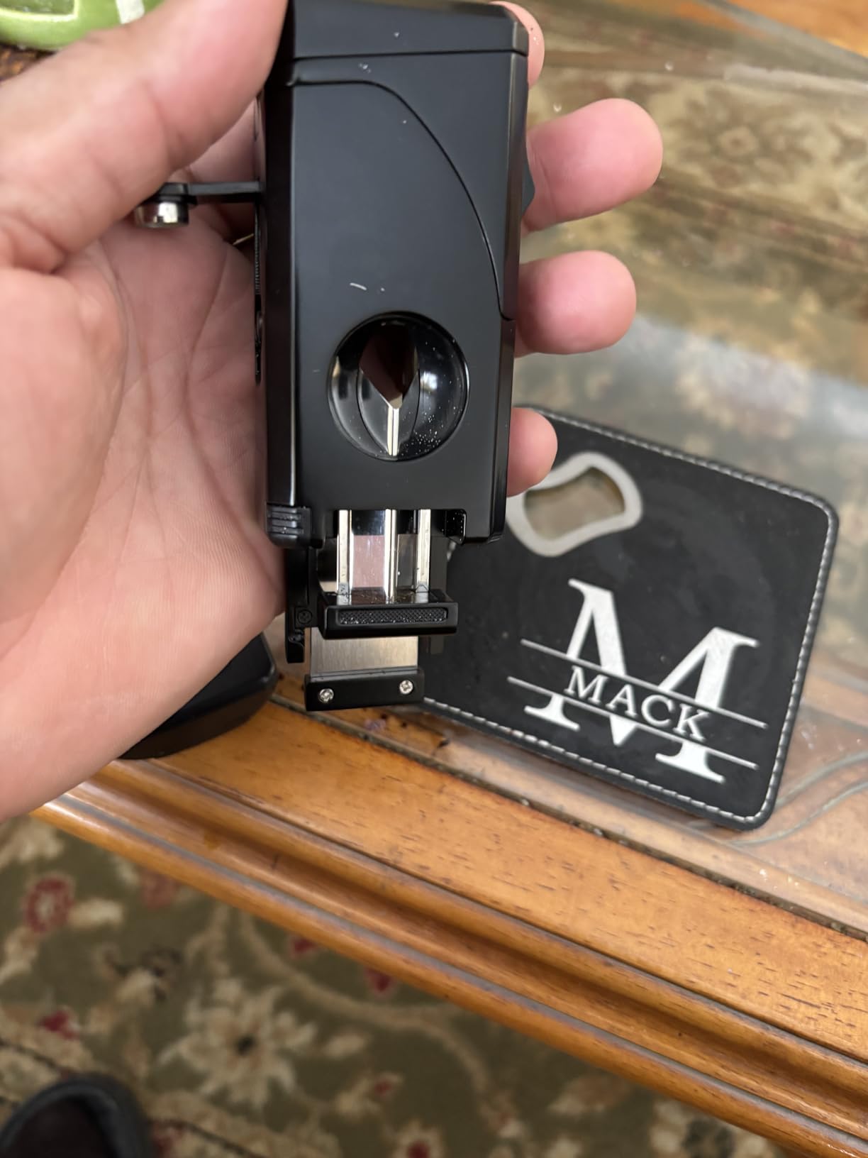 All in One Triple Jet Flame Butane Torch Lighter Built-in Cutter, Cutter V Cut, Punch, Holder Function, Draw Enhancer Tool, Refillable and Adjustable Windproof Lighter. Black(Sold Without Gas) customer photo 1