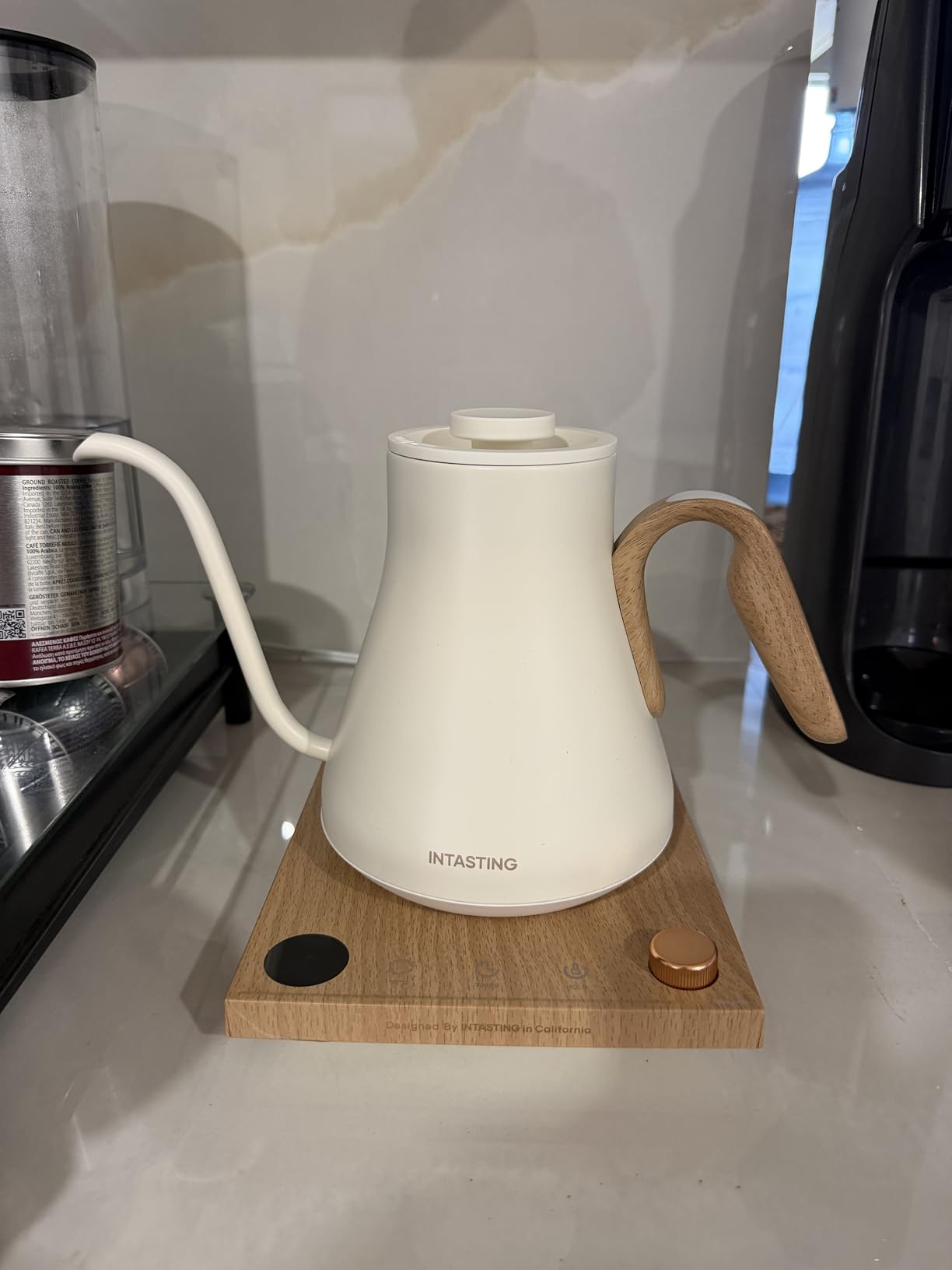 INTASTING Electric Kettle, Gooseneck Electric Kettle, +/-1F Precise Temperature Control, Stainless Steel Interior, Quick Heating for Pour Over Coffee, Tea & Boiling Water, 0.9L (Black) customer photo 1