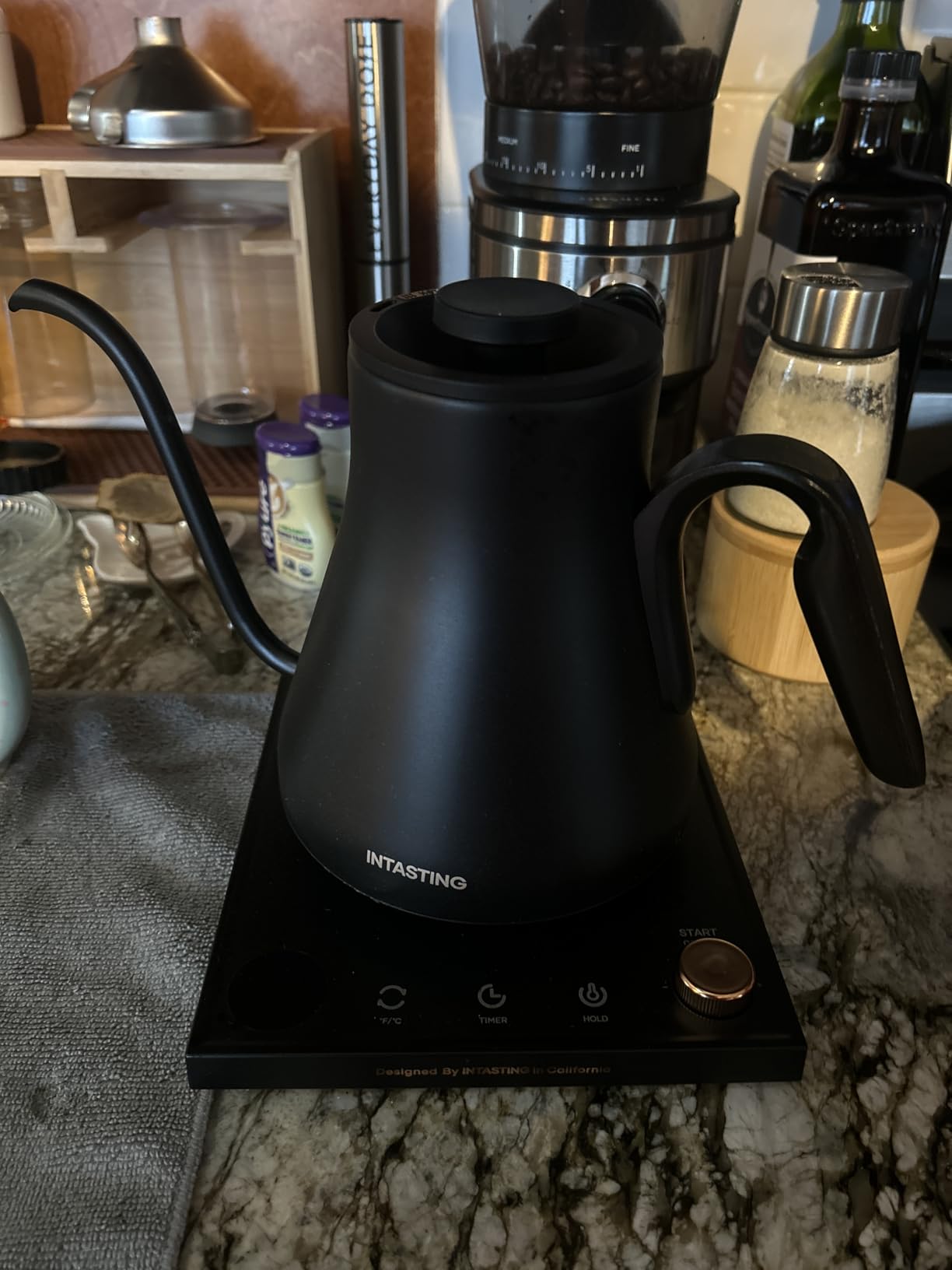INTASTING Electric Kettle, Gooseneck Electric Kettle, +/-1F Precise Temperature Control, Stainless Steel Interior, Quick Heating for Pour Over Coffee, Tea & Boiling Water, 0.9L (Black) customer photo 2