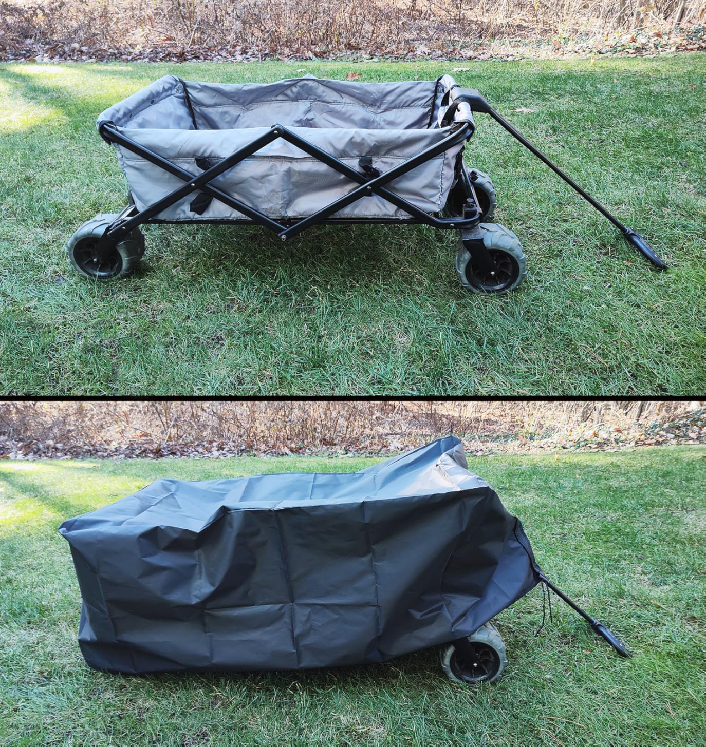 Electric Camping Wagon 350LBS Capacity, 300L Large Foldable Utility Cart with Dual Batteries, All Terrain Off-Road Motorized Hauler for Beach Camping Outdoor Travel Black customer photo 2