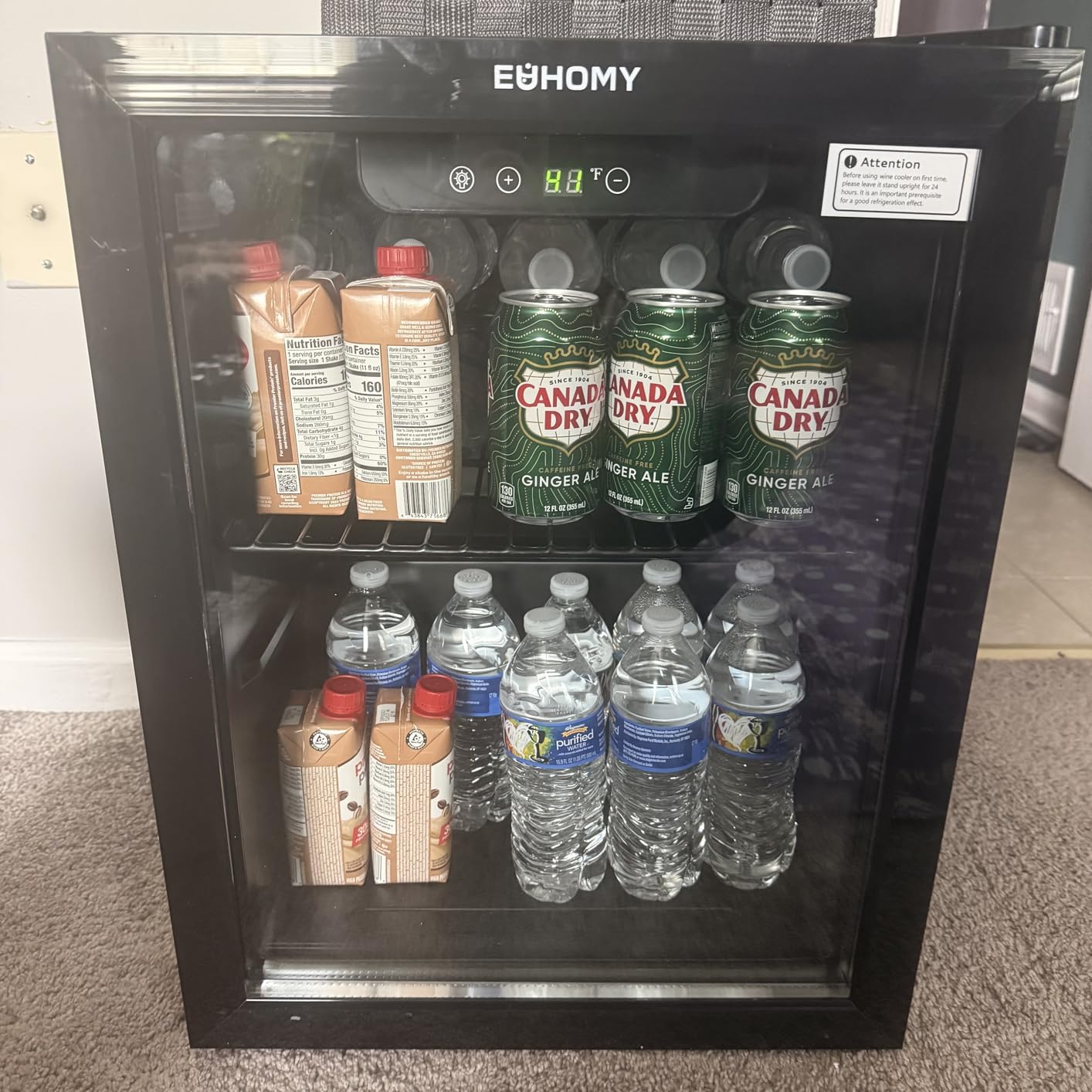 EUHOMY Mini Fridge 130 Can Beverage Refrigerator Cooler Glass Door for Soda Wine Beer, 3.2 Cu.Ft, Black customer photo 1
