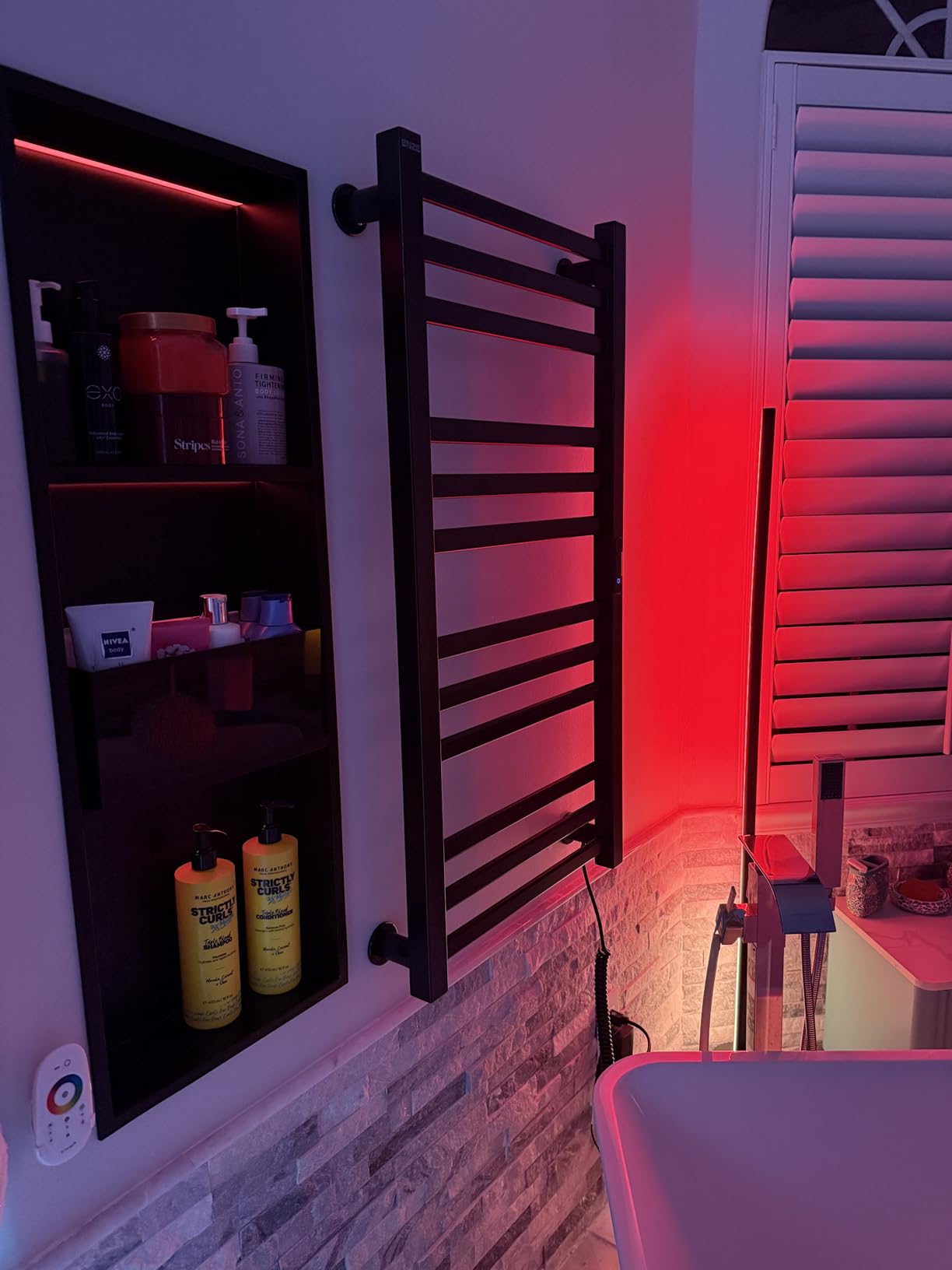 ENZE Smart Luxury Heated Towel Rack, 4-Bar Gold Electric Towel Warmer 115W, Wi-Fi App Control & LED Touch Screen, Adjustable Temperature & 24H Timer, IPX5, 2 in 1 Installation, Low Carbon Steel customer photo 1