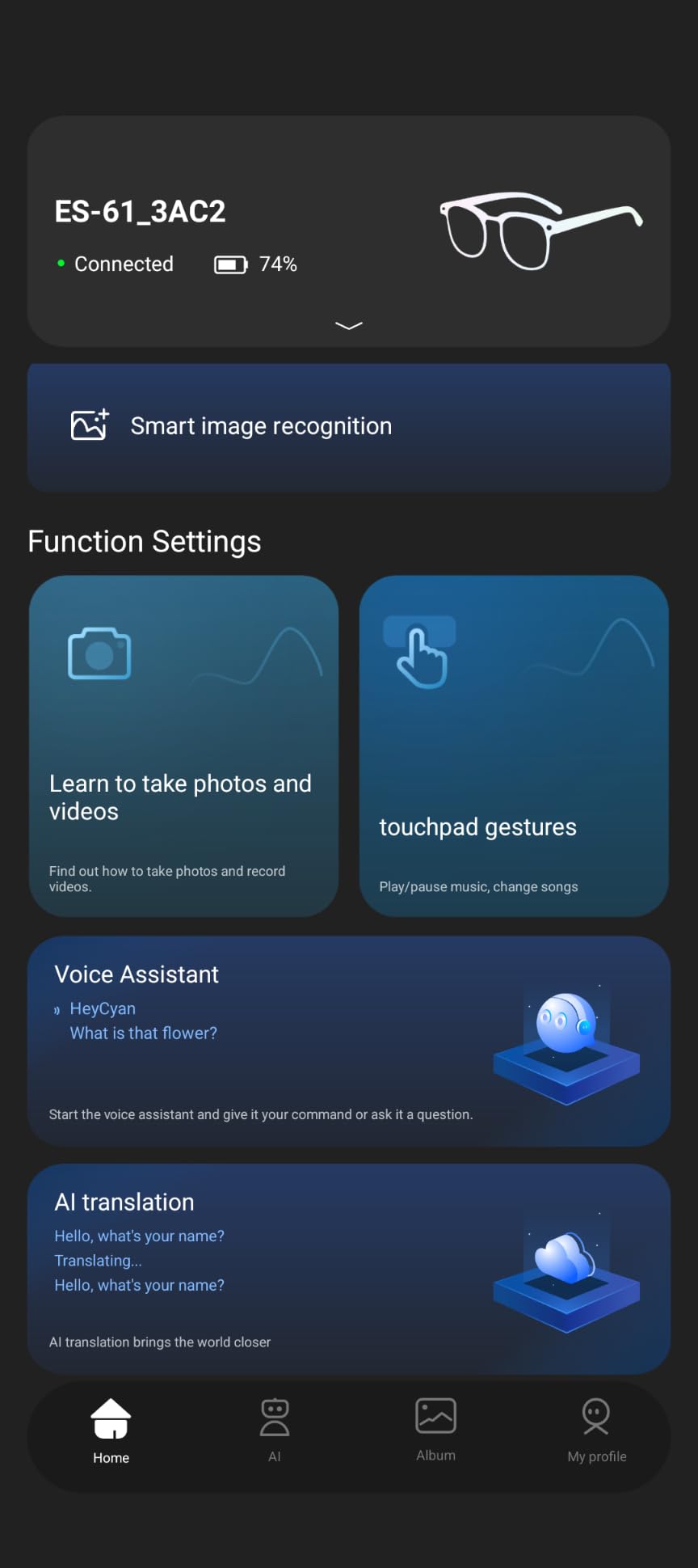 EarlySincere AI Smart Glasses with 4K Camera & ChatGPT, Photochromic Transition Lenses + Extra Blue Light, Real-time Translator & Meeting Minutes, Voice Control Smart Wearable customer photo 1