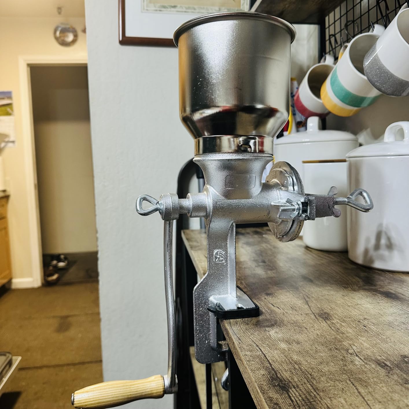 Heavy Duty Cast Iron Grain Mill - 7.5lb Hand Crank Manual Grinder with Table Clamp for Corn, Wheat, Oats & Home Brewing customer photo 1