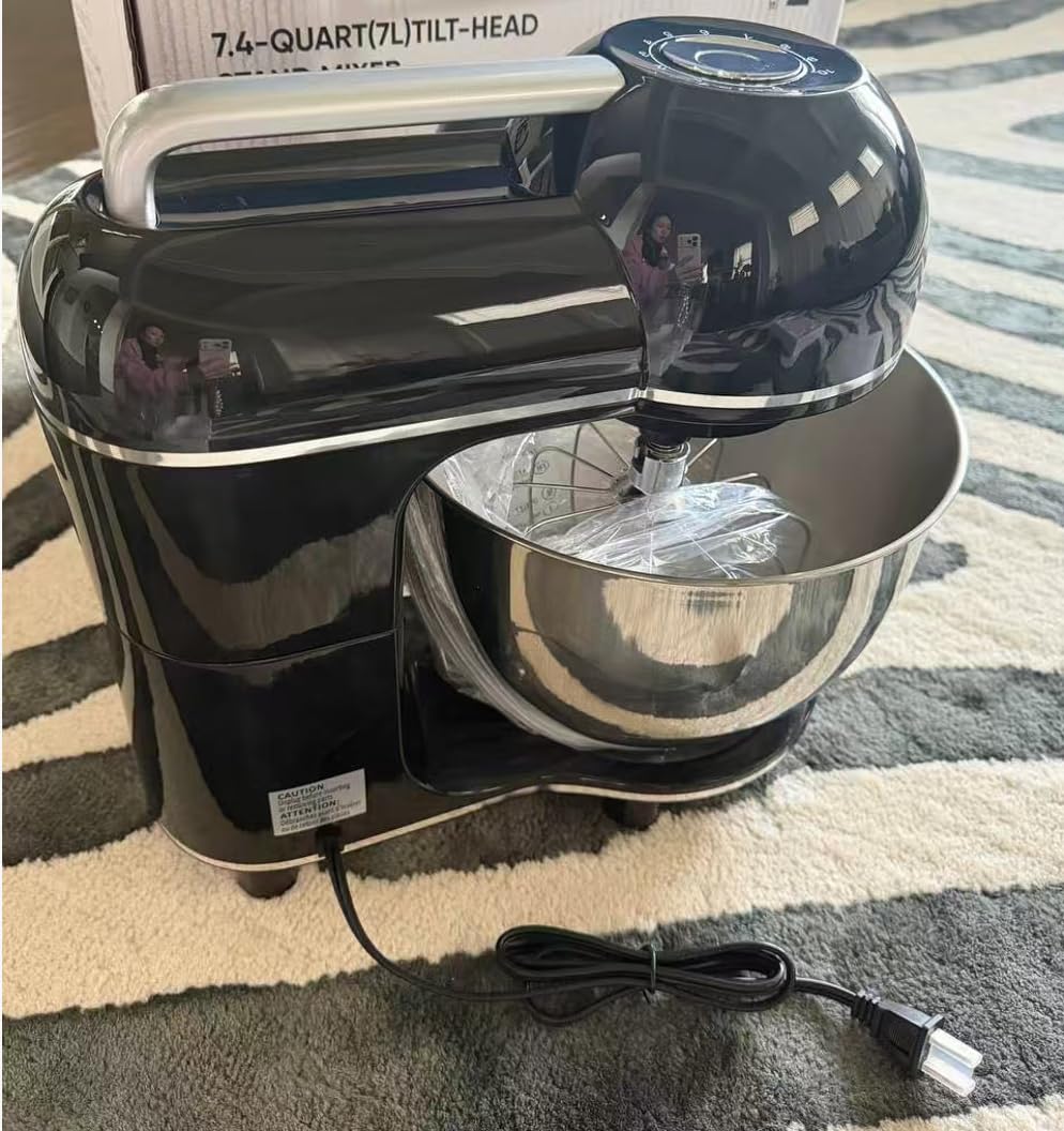 Camic Electric Stand Mixer, 7.45 QT, 10 Speeds with Dough Hook, Whisk, Flat Beater Attachments, Splash Guard, Easy-Carry Top Handle, 3-IN-1 Kitchen Mixer for Baking Cakes Cookie Bread Salad (White) customer photo 2