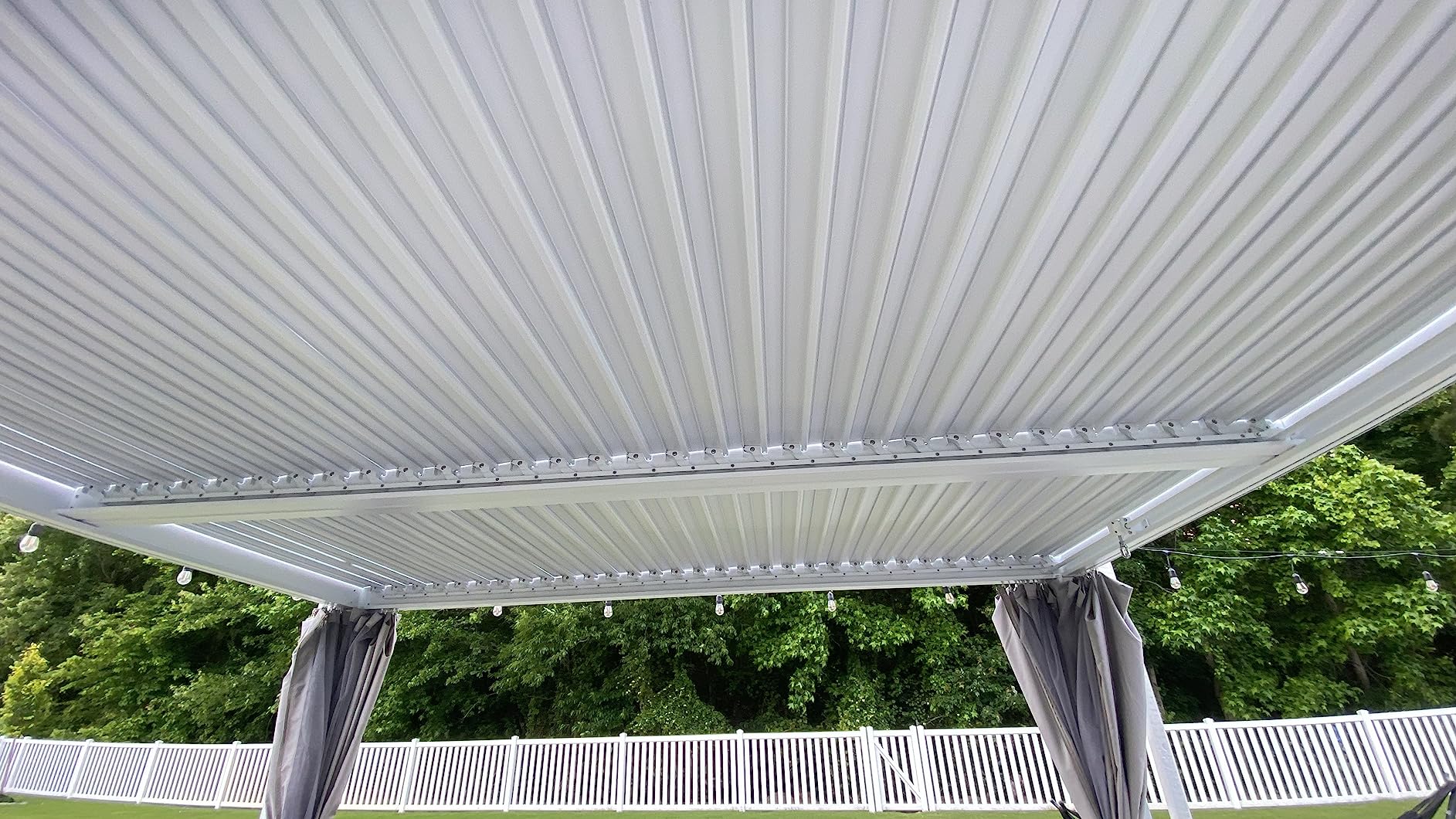 MELLCOM Motorized Louvered Pergola 10x13, Solar & Electric Powered with LED Lights and 4 Side Screens, Aluminum Adjustable Louvered Roof, Weatherproof Outdoor Shelter customer photo 1