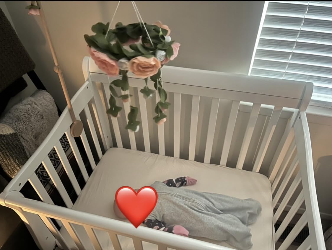 Dream On Me Aden 4-in-1 Convertible Mini Baby Crib, GREENGUARD Gold & BSA Certified, Sustainable Pinewood, Non-Toxic Finish, 3 Mattress Heights, Converts to Mini Day & Twin-Size Bed - White customer photo 2