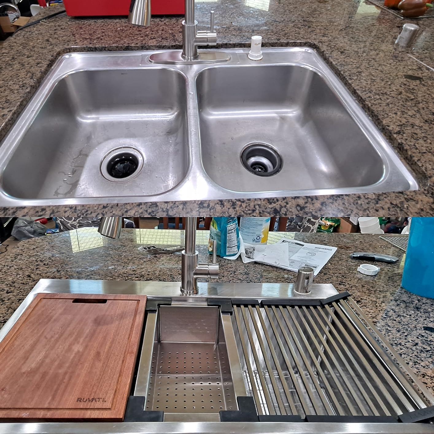 Ruvati 32-inch Undermount 16 Gauge Stainless Steel Workstation Kitchen Sink Single Bowl - Soundproof Multifunction Chef Sink with Cutting Board & Accessories, Brushed Finish Hides Scratches - RVH8300 customer photo 1