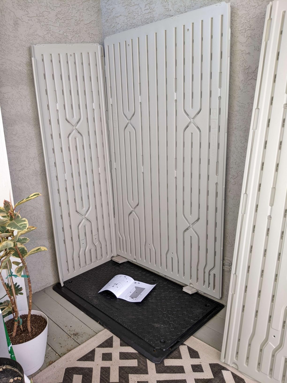 Rubbermaid Vertical Resin Outdoor Storage Shed With Floor (4 x 2.5 Ft) Weather Resistant Beige/Brown customer photo 2