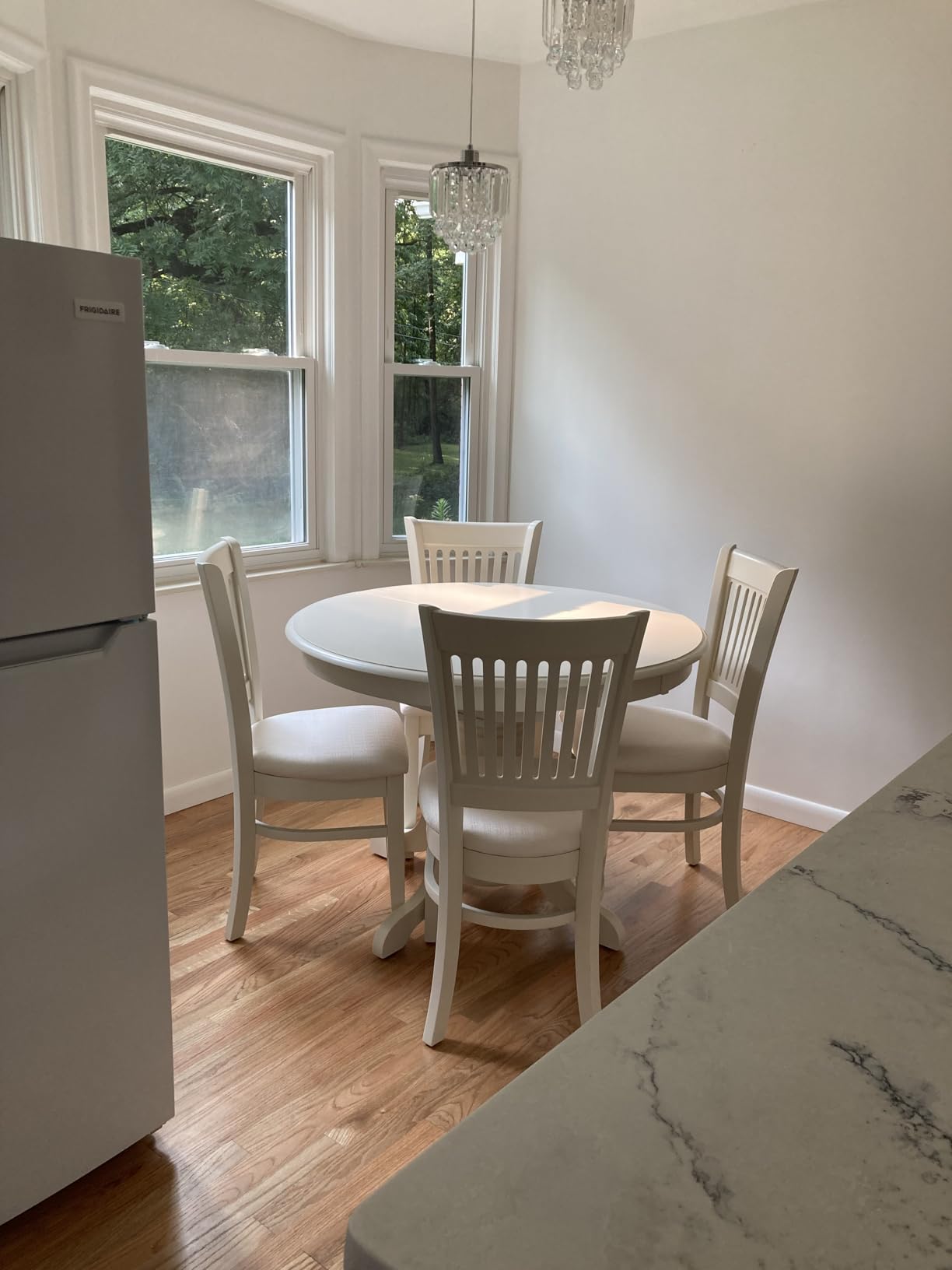 East West Furniture Vancouver Dining Chairs - Linen Fabric Upholstered Wood Chairs, Set of 2, Oak customer photo 2