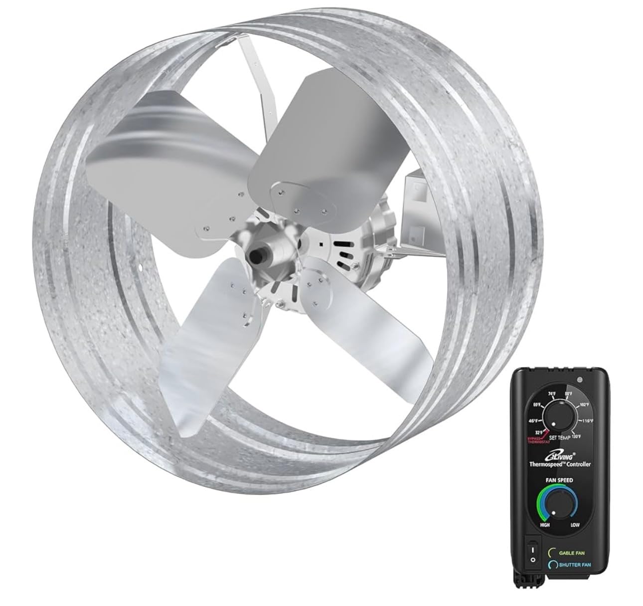 iLiving ILG8G14-12T Automatic Gable Mount Attic Ventilator Fan with Adjustable Thermostat, 2.85 Amp, 2339 CFM, Single-Speed | Automatic customer photo 1