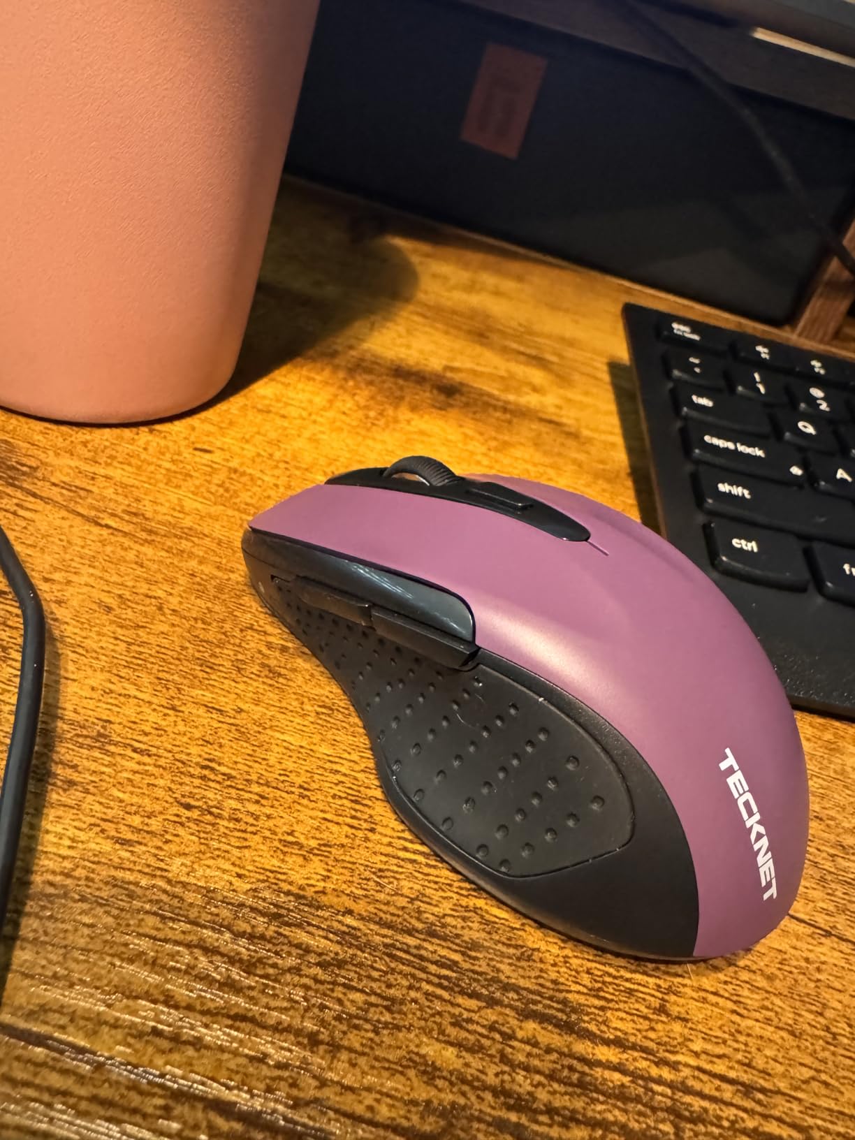 TECKNET Wireless Mouse, 2.4G Ergonomic Optical Mouse, Computer Mouse for Laptop, PC, Computer, Chromebook, Notebook, 6 Buttons, 24 Months Battery Life, 2600 DPI, 5 Adjustment Levels - Purple customer photo 2